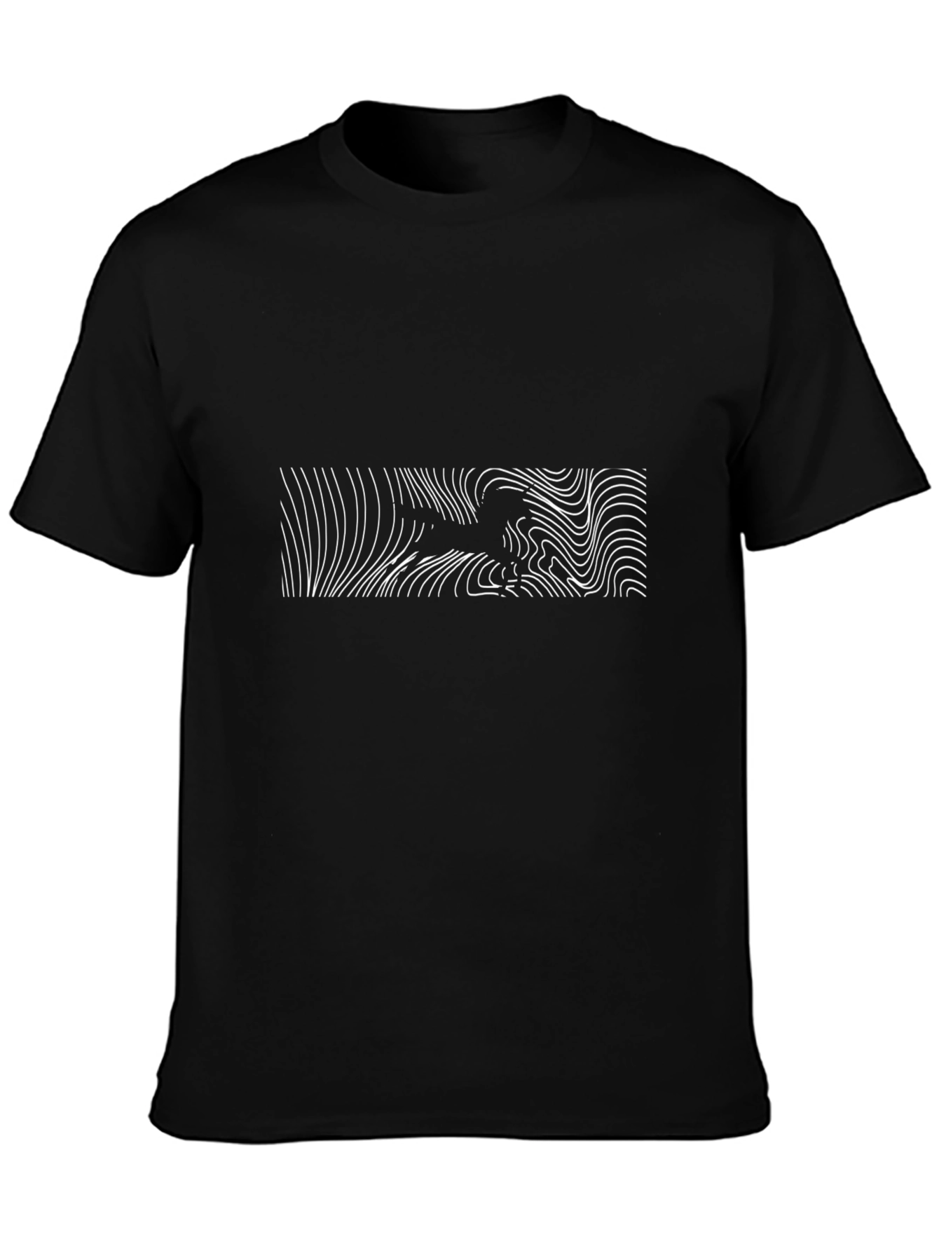 Modern Graphic Tee - Abstract White Lines on Black