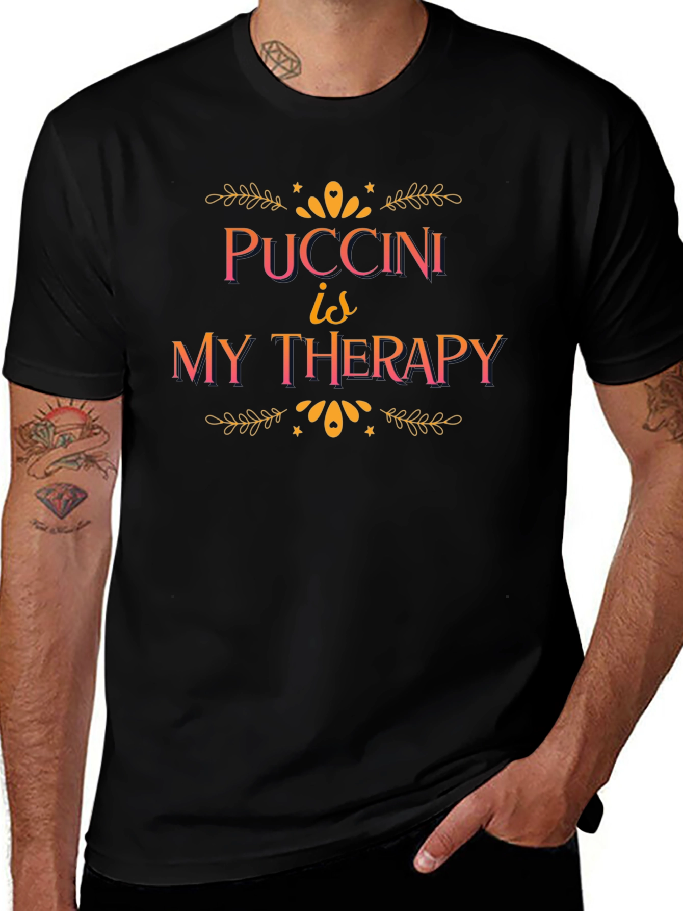 Puccini is My Therapy Black Graphic Tee