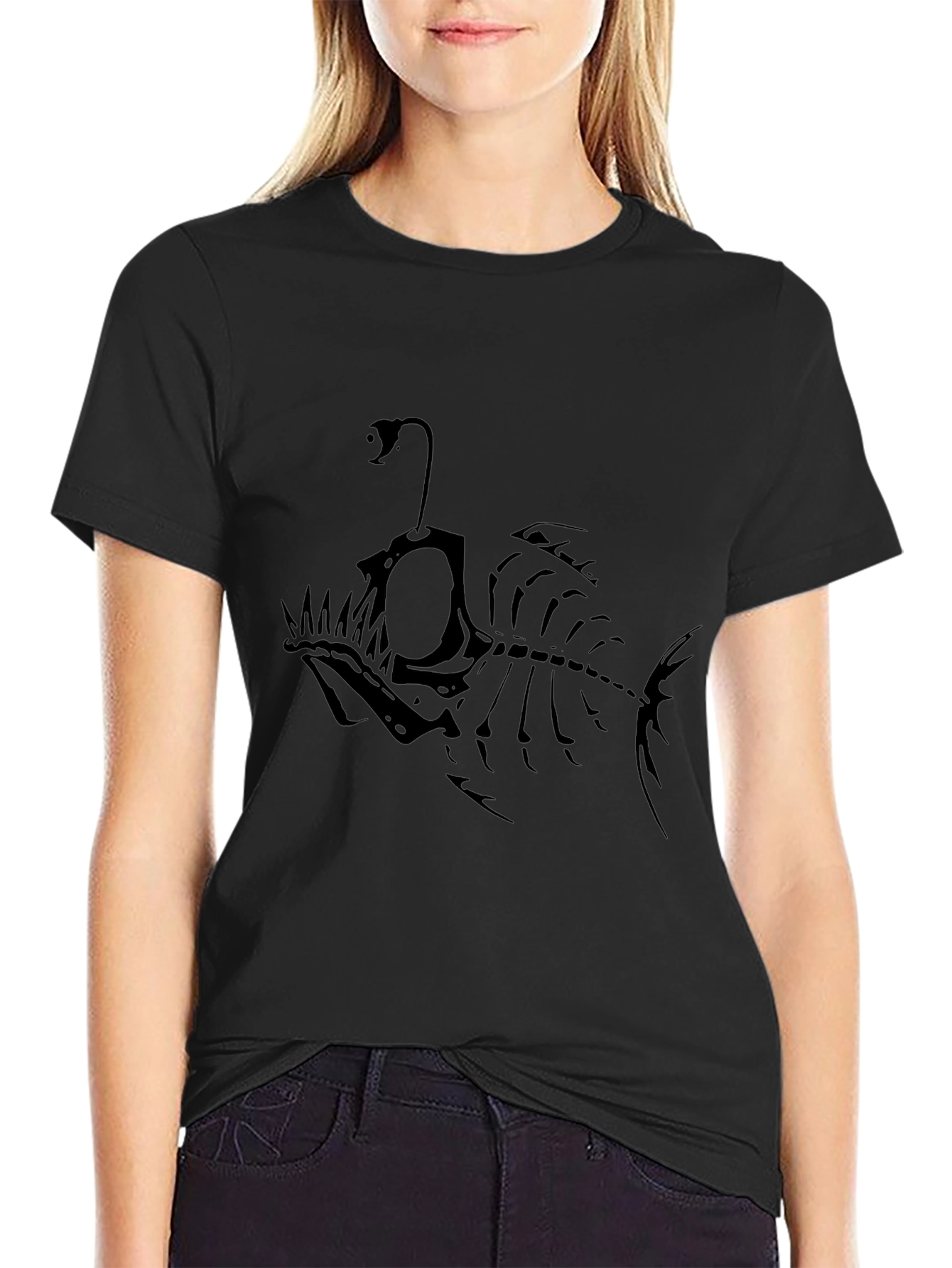 Angler Fish Skeleton Graphic Tee - Black