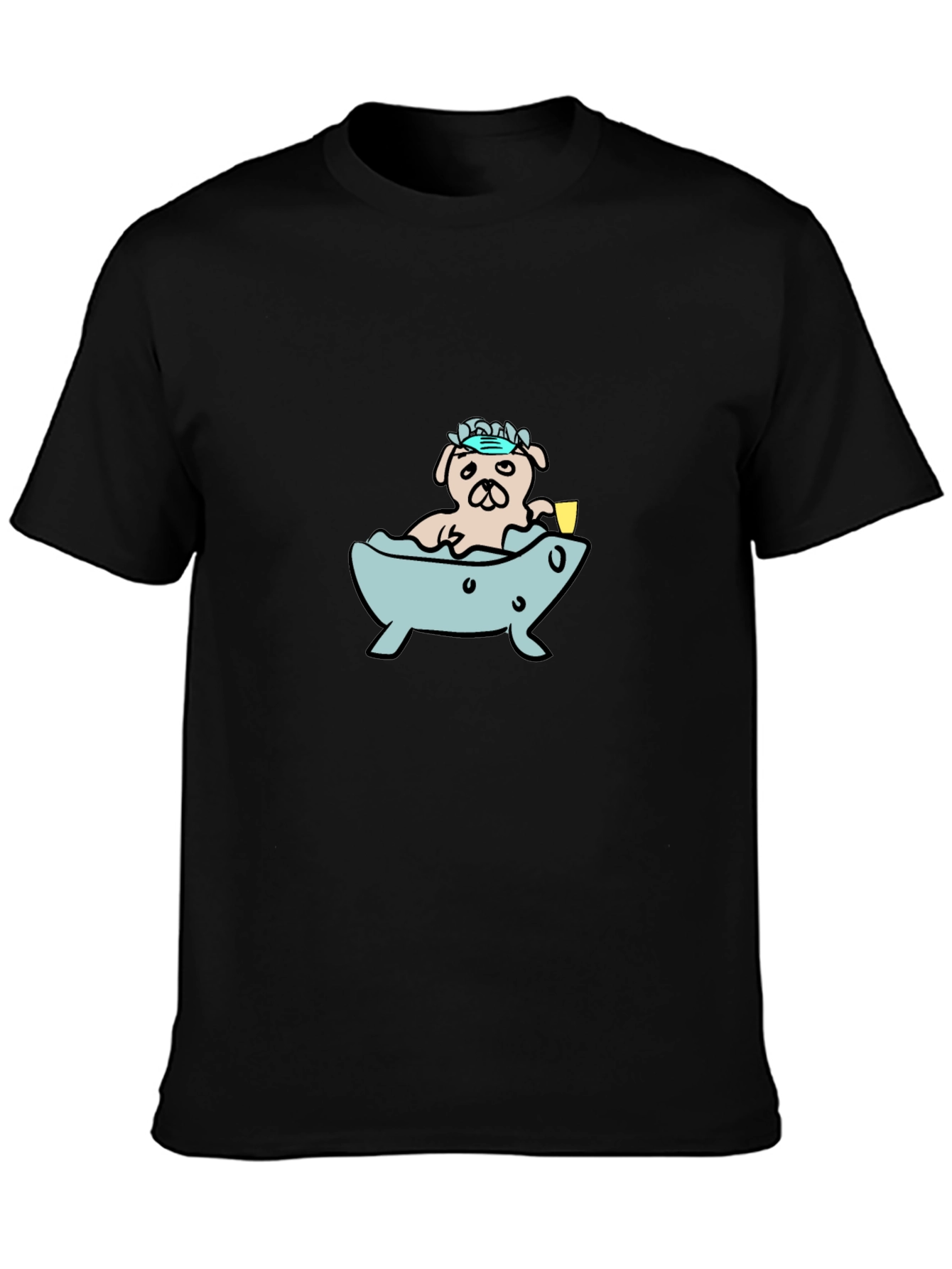 Pug in Tub T-Shirt - Cartoon Dog Tee