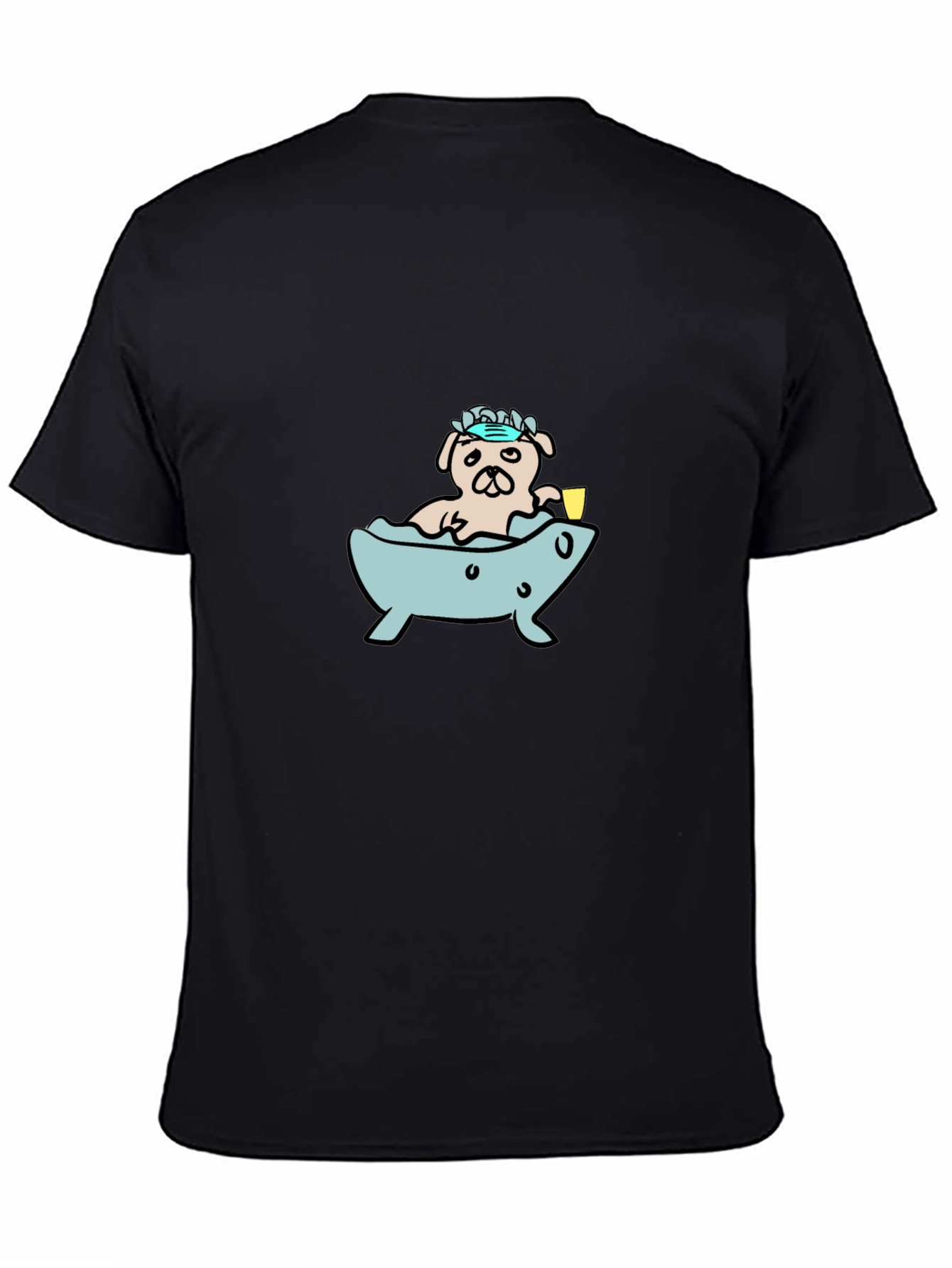 Pug in Tub T-Shirt - Cartoon Dog Tee