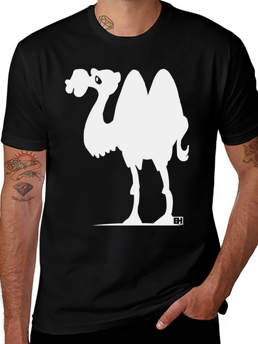 Camel Cartoon Graphic Tee - Black