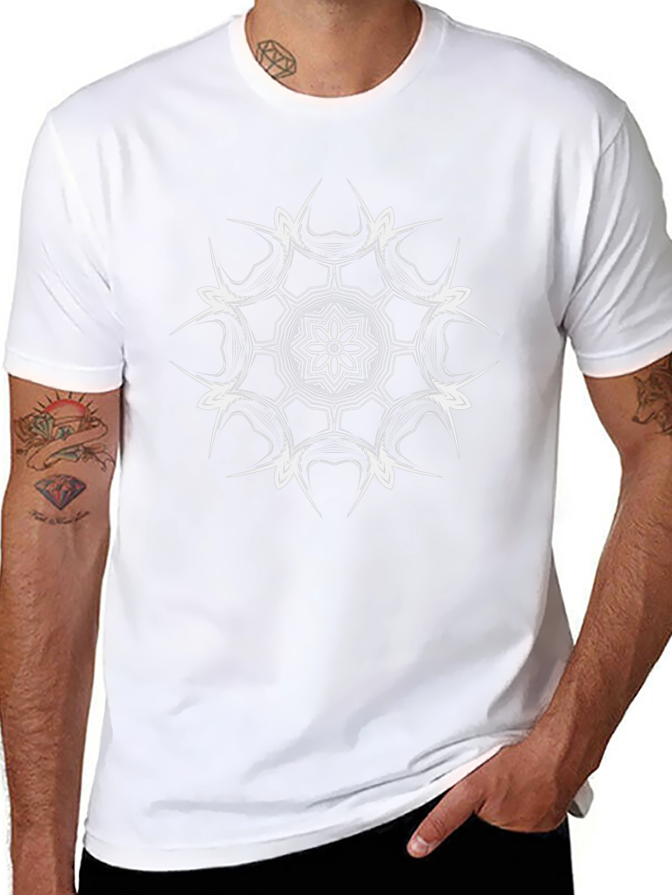 Abstract Mandala Graphic Black T-Shirt