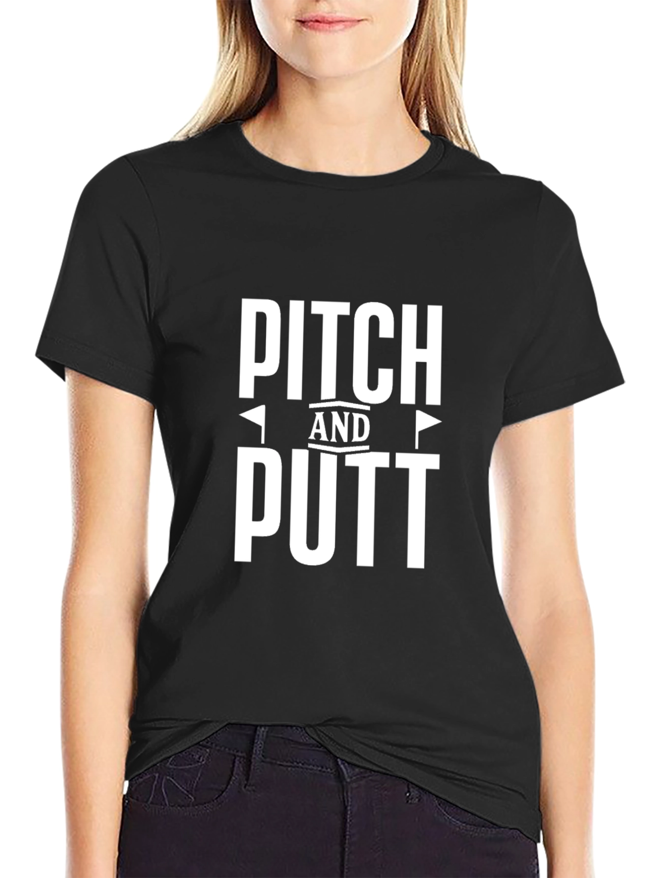 Pitch and Putt Golf Tee - Black Cotton Blend