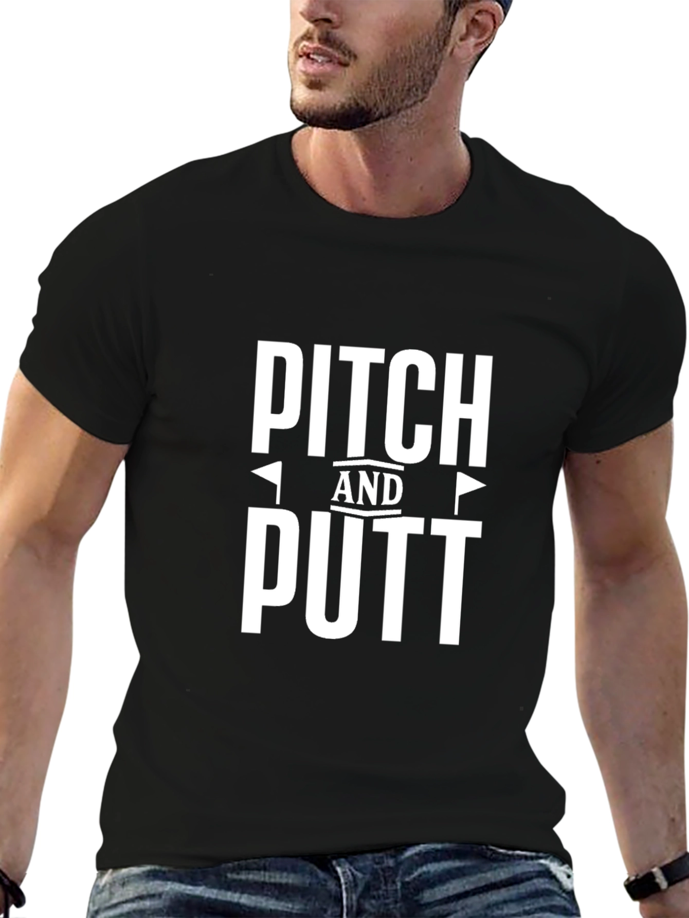 Pitch and Putt Golf Tee - Black Cotton Blend