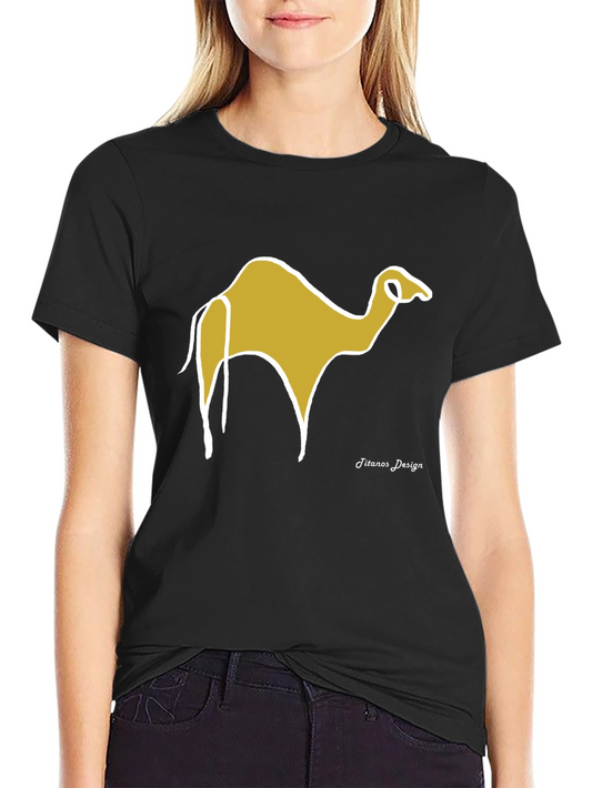 Camel Graphic Tee - Black Cotton Casual