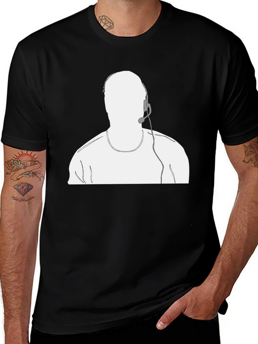 Black T-Shirt with Headset Graphic