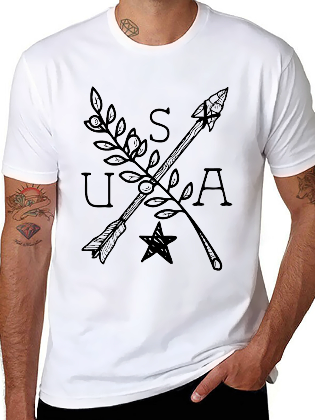 USA Arrows & Star Graphic Tee - Black
