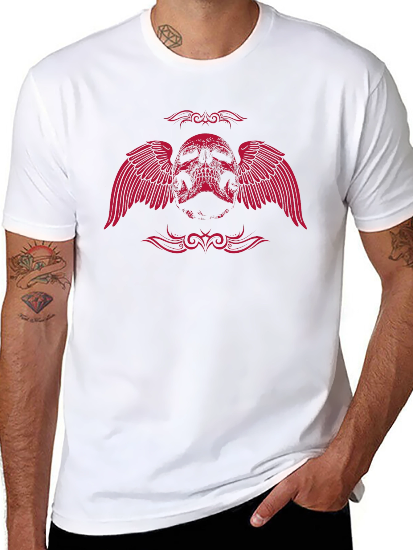 Winged Skull Graphic Tee - Black