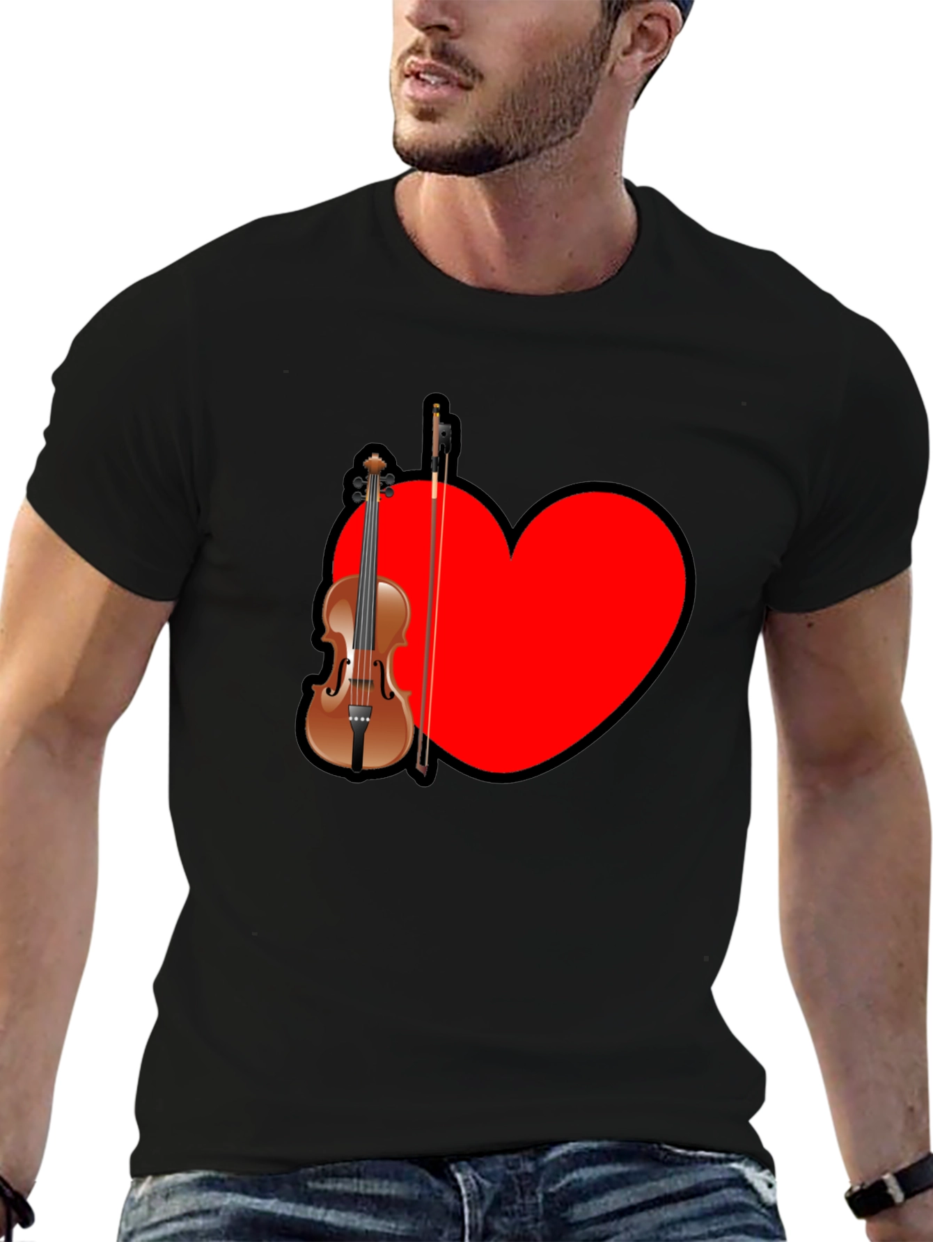 Musical Love: Violin Heart Graphic Tee