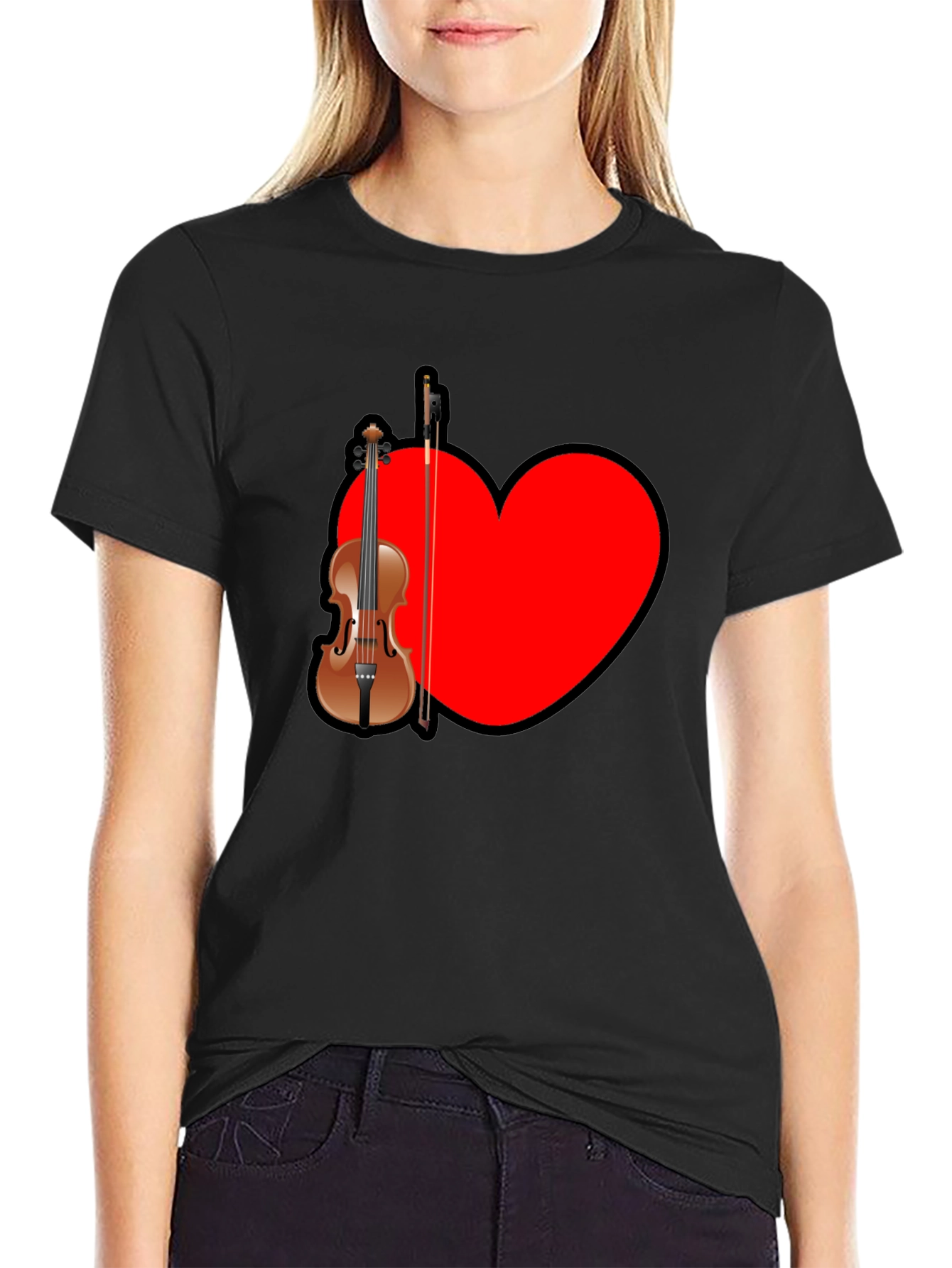 Musical Love: Violin Heart Graphic Tee