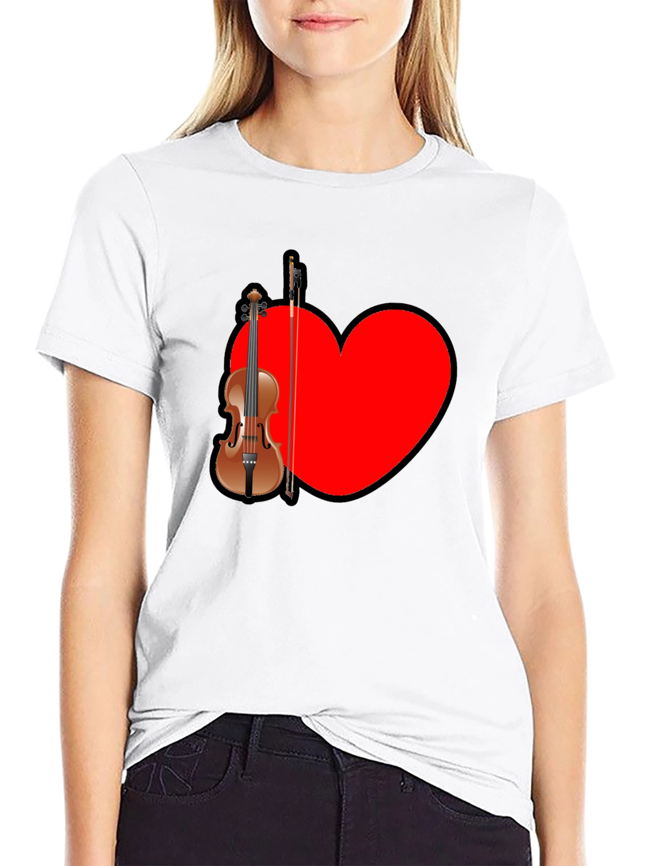 Musical Love: Violin Heart Graphic Tee