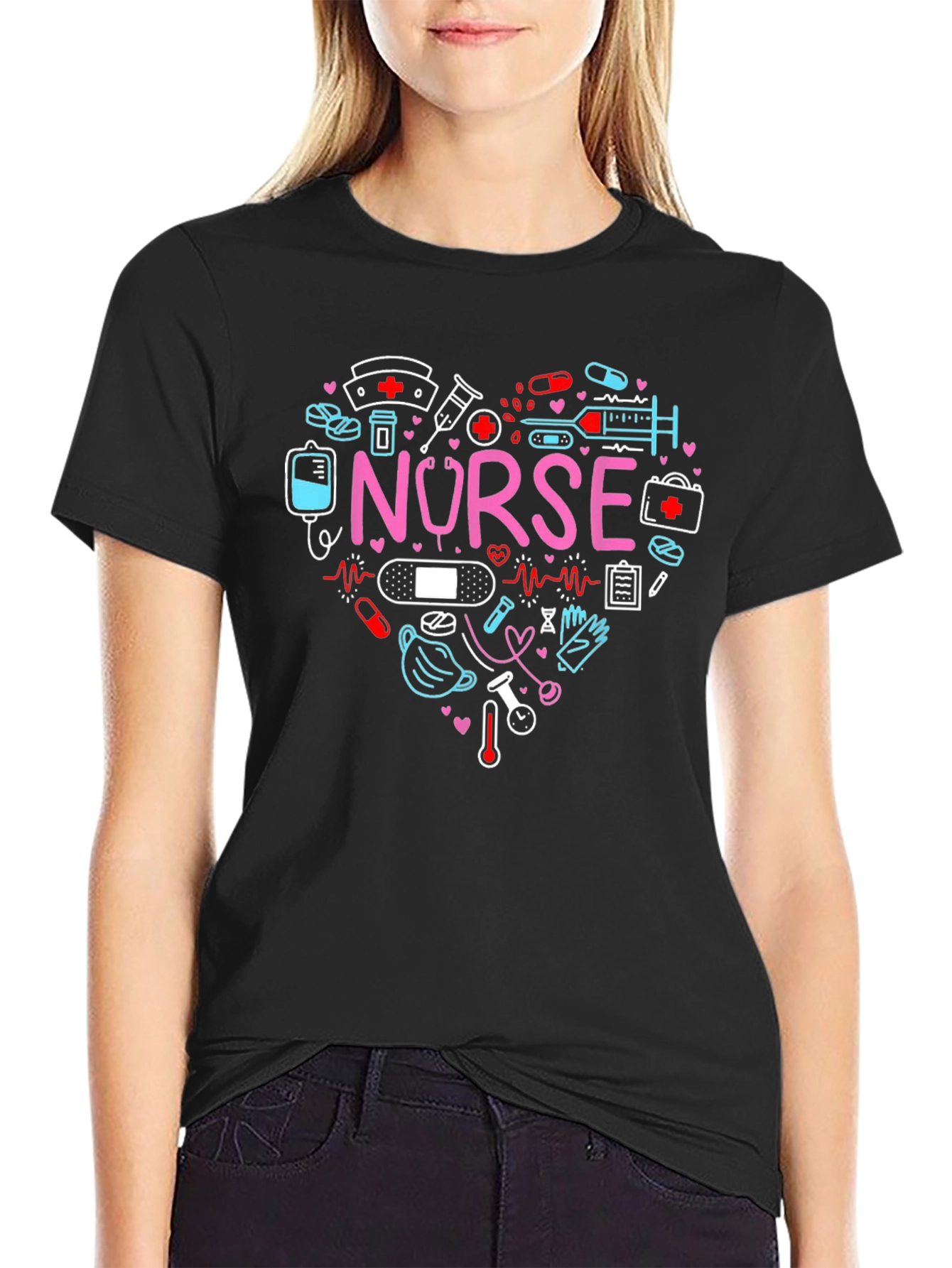 Nurse Love Heart Graphic T-Shirt