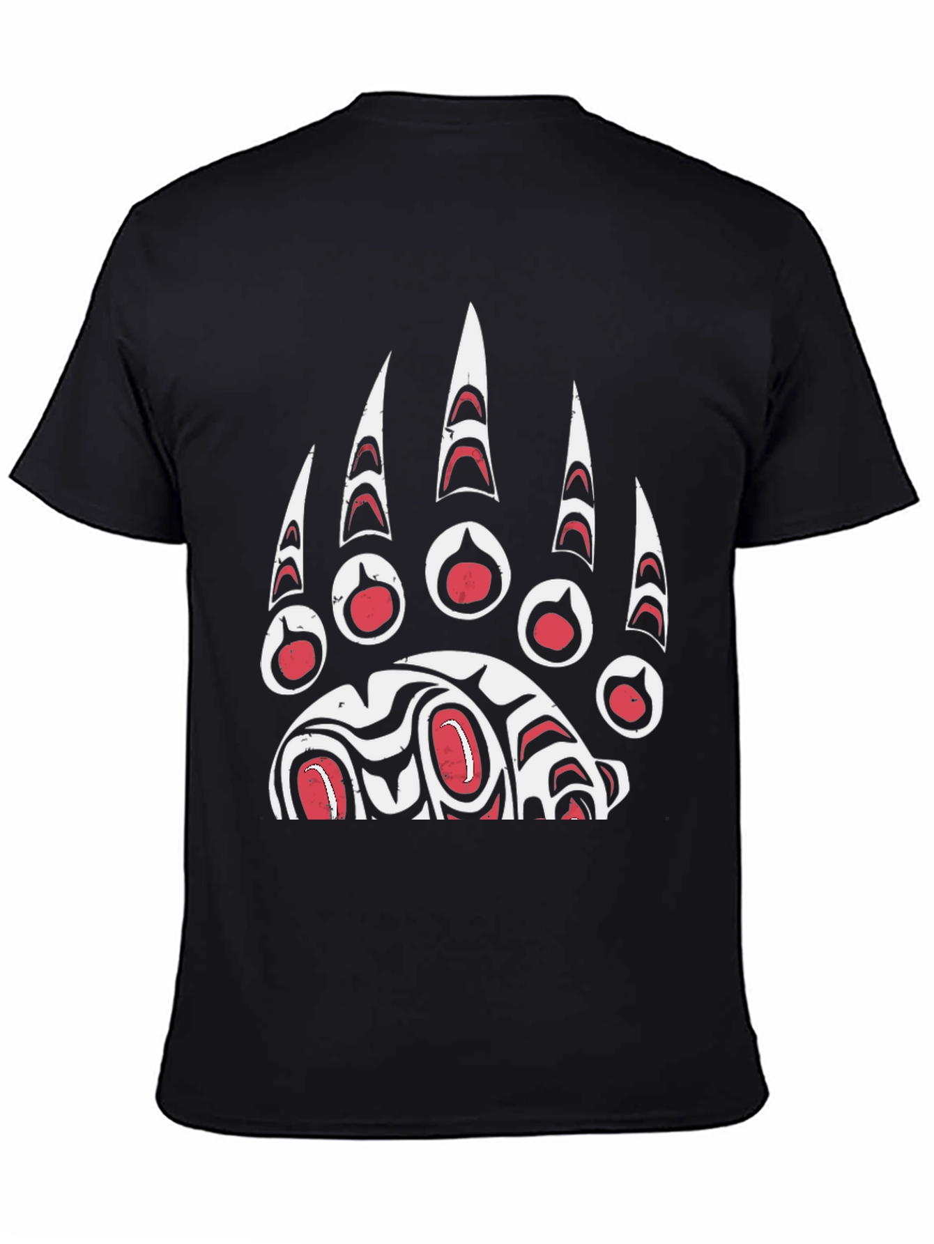 Bear Paw Print Graphic T-Shirt - Black