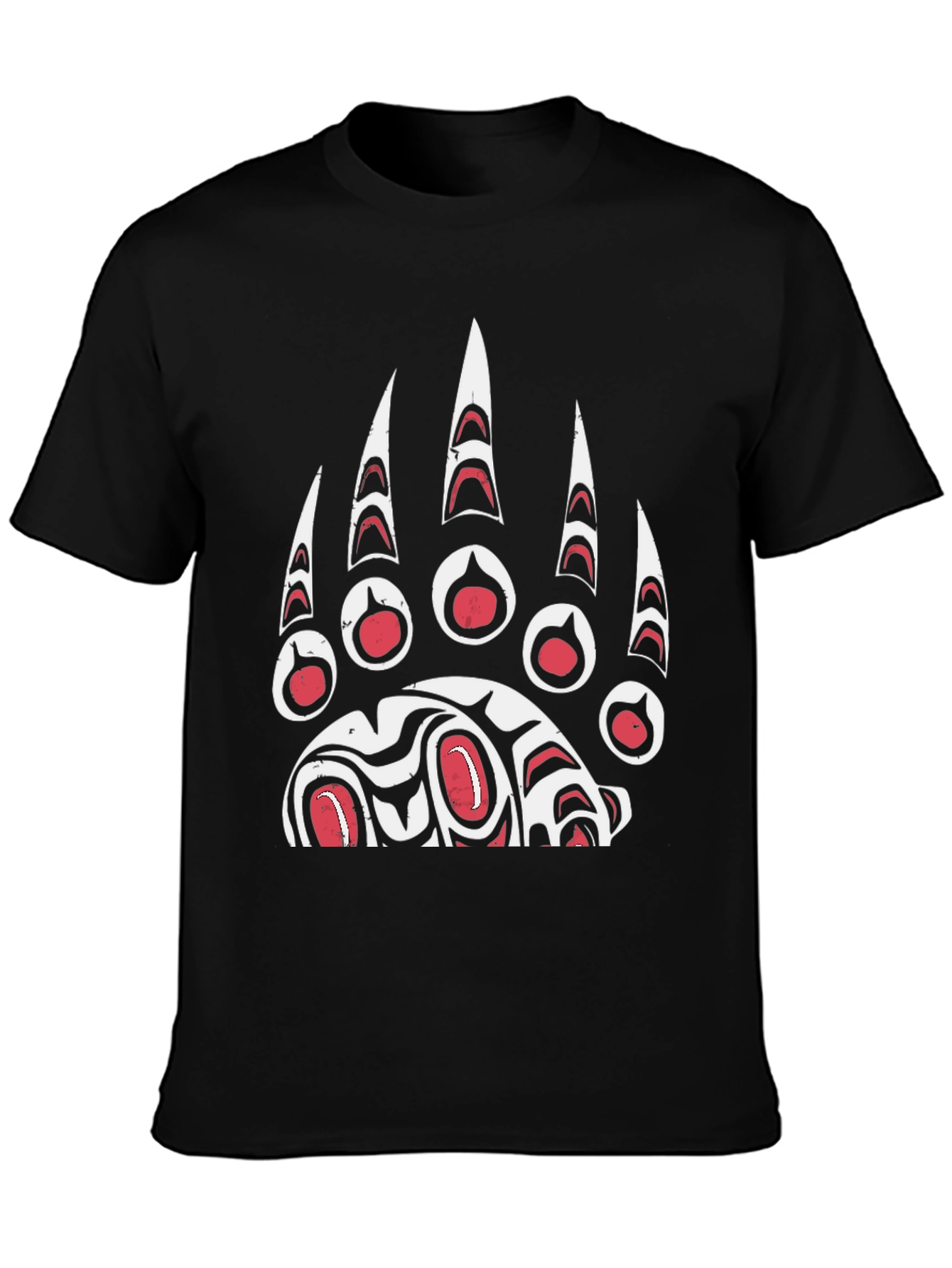 Bear Paw Print Graphic T-Shirt - Black
