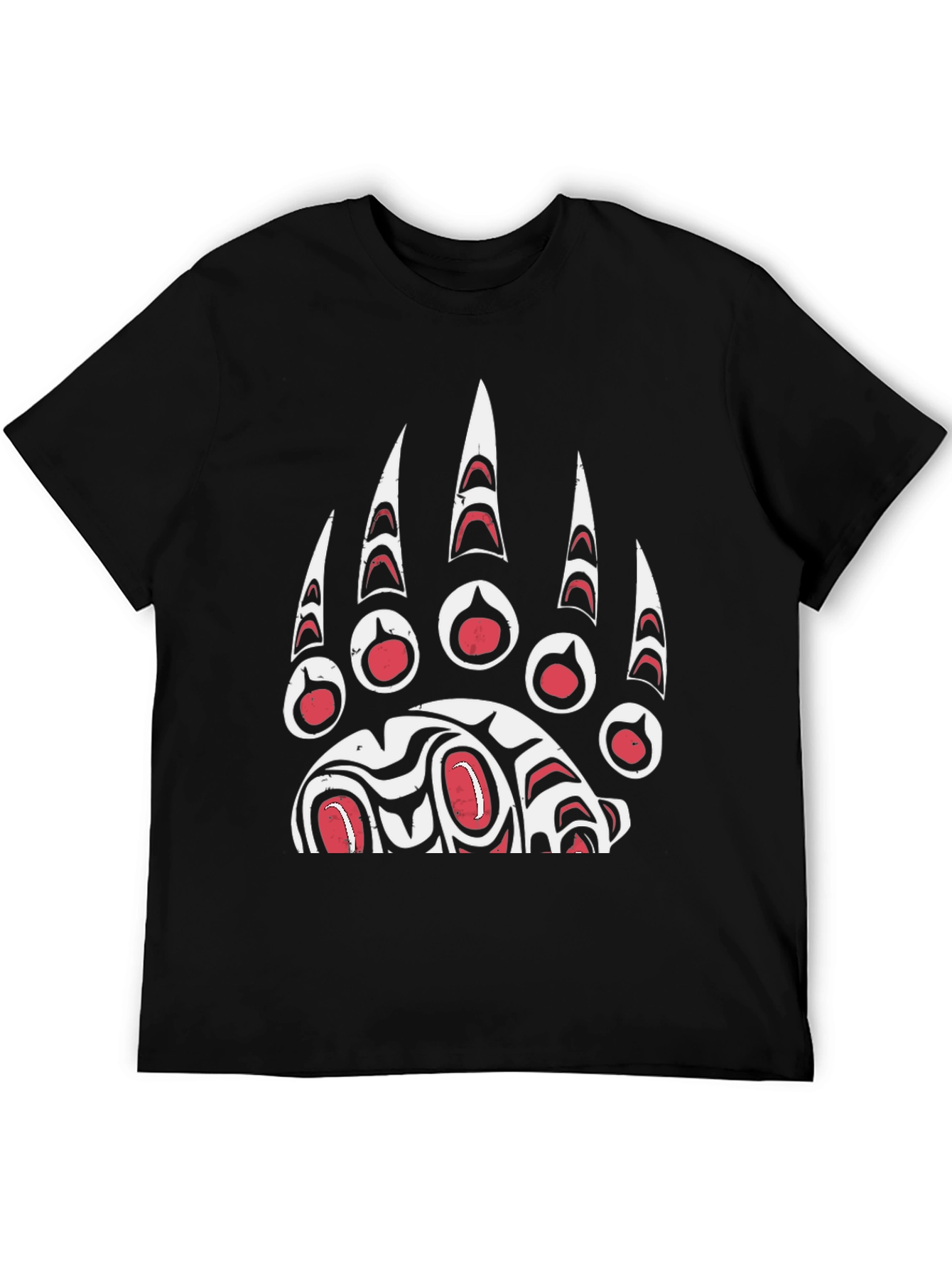 Bear Paw Print Graphic T-Shirt - Black
