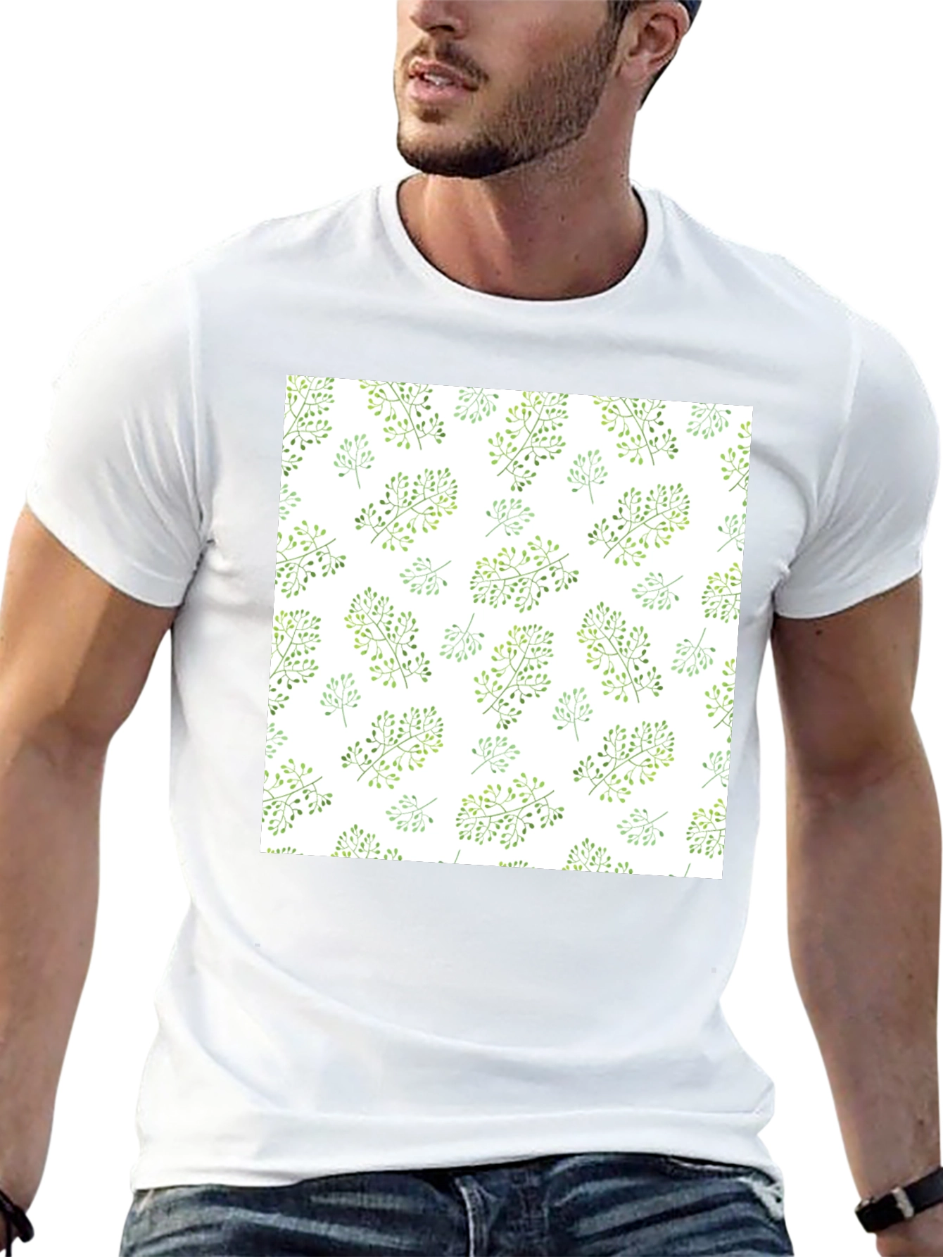 Nature Pattern Black T-Shirt