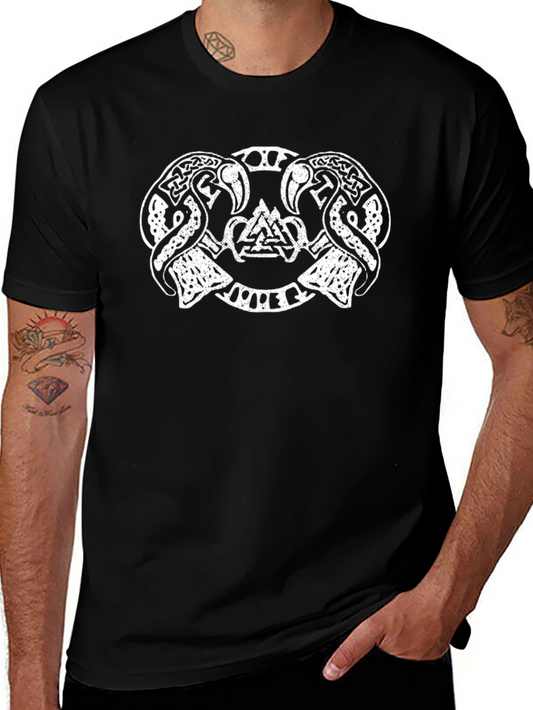 Black T-Shirt with Viking Design