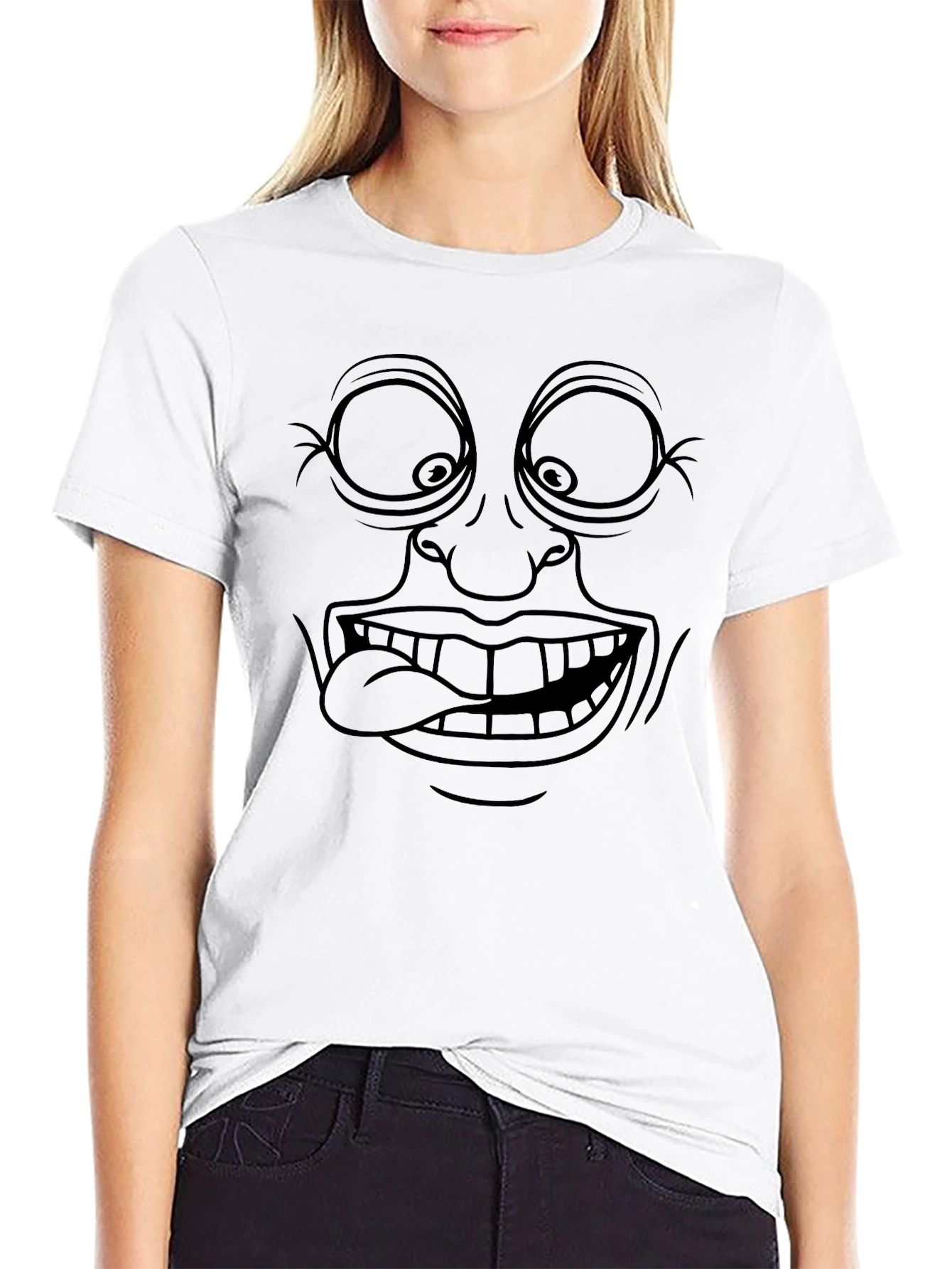 Funny Face Graphic Black T-Shirt