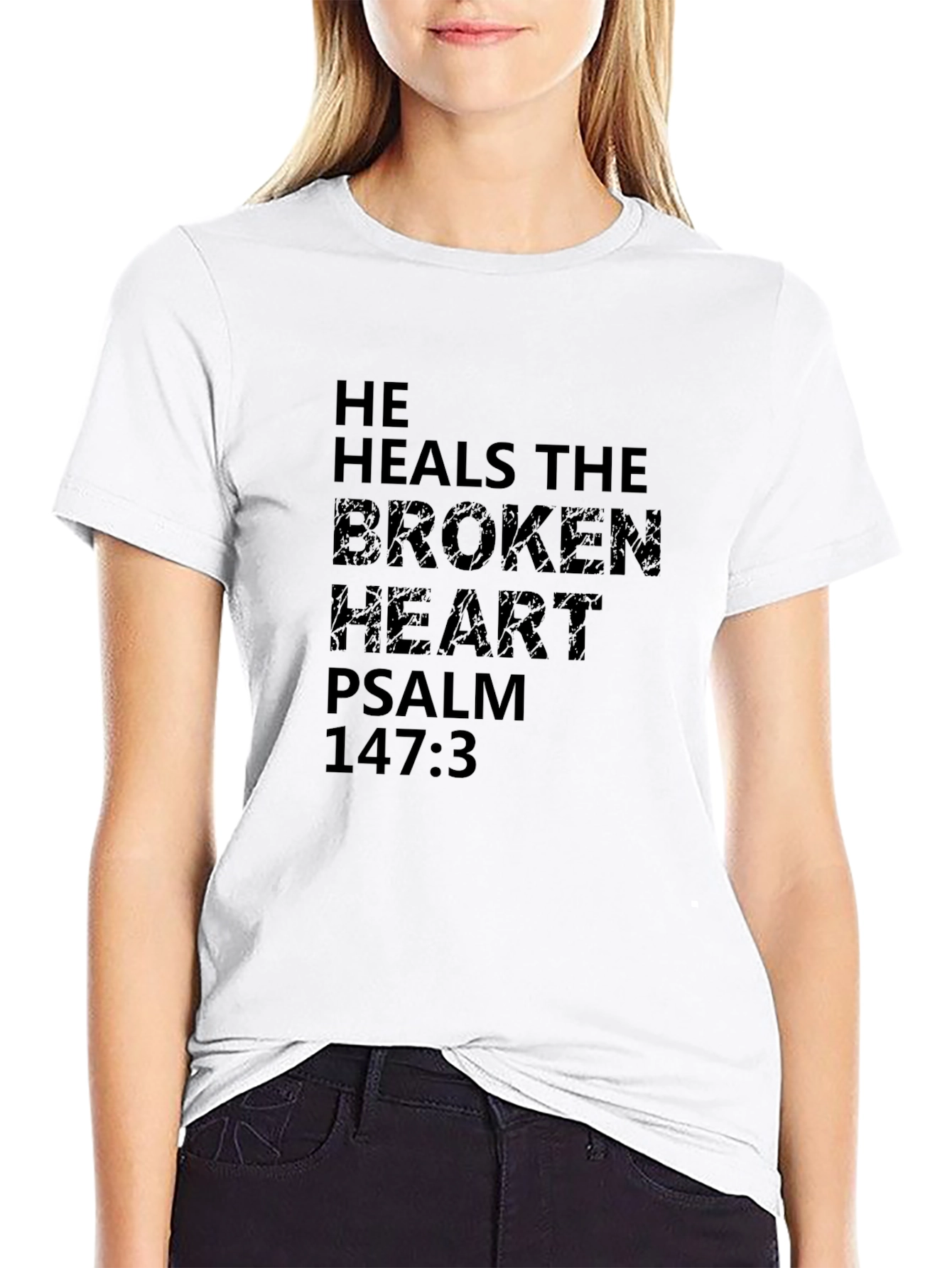 He Heals the Broken Heart Black T-Shirt