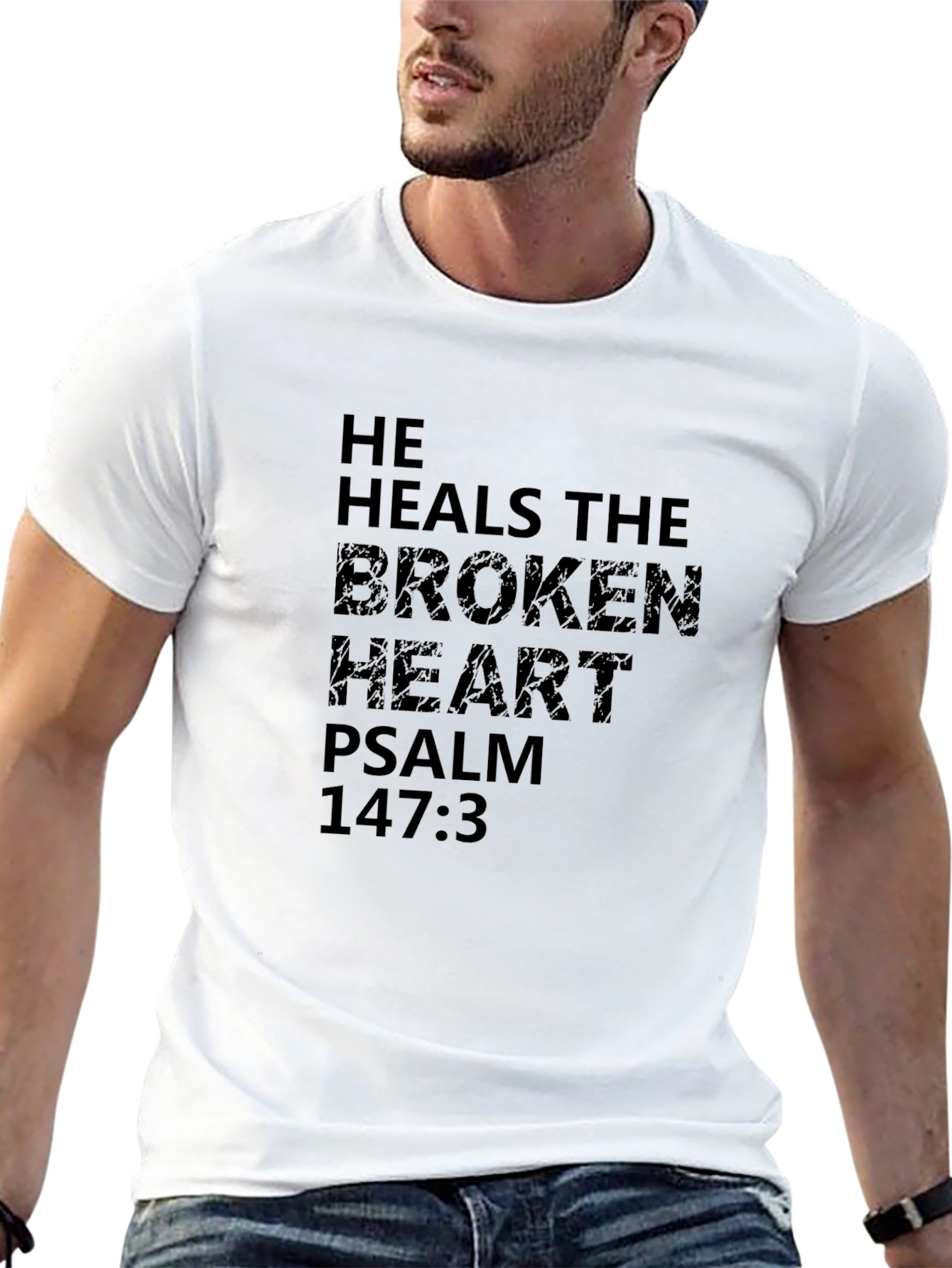 He Heals the Broken Heart Black T-Shirt