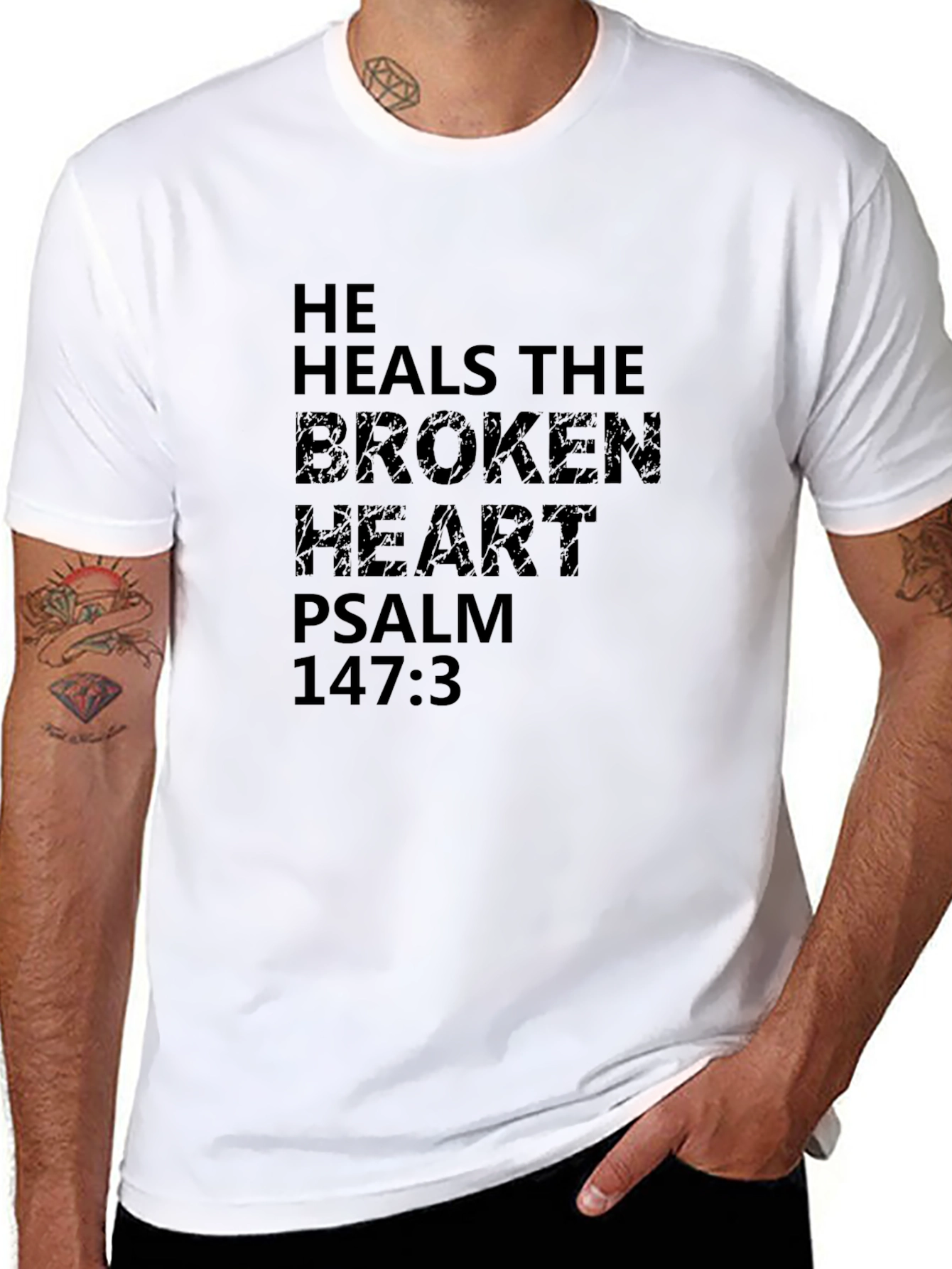 He Heals the Broken Heart Black T-Shirt
