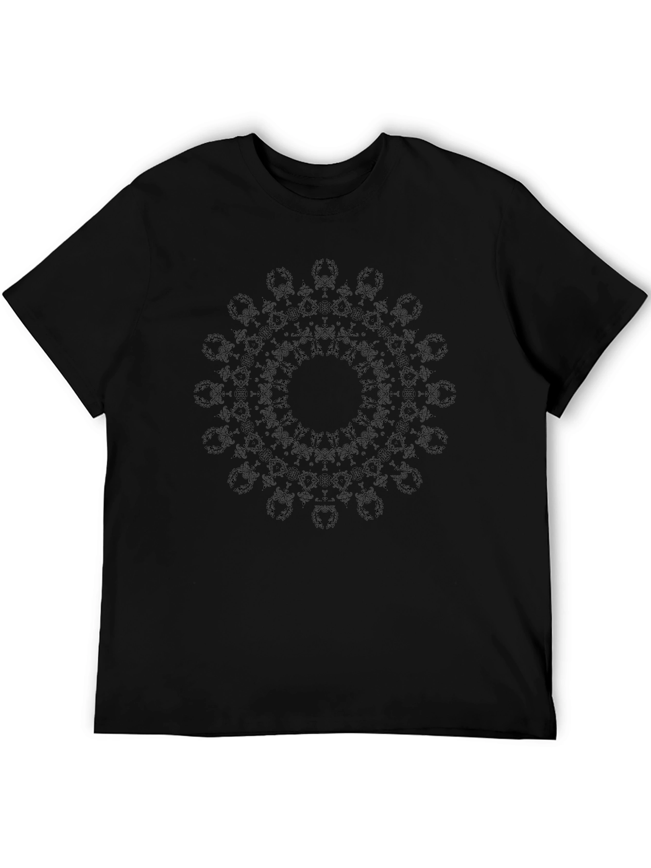Mens Black Mandala Graphic T-Shirt