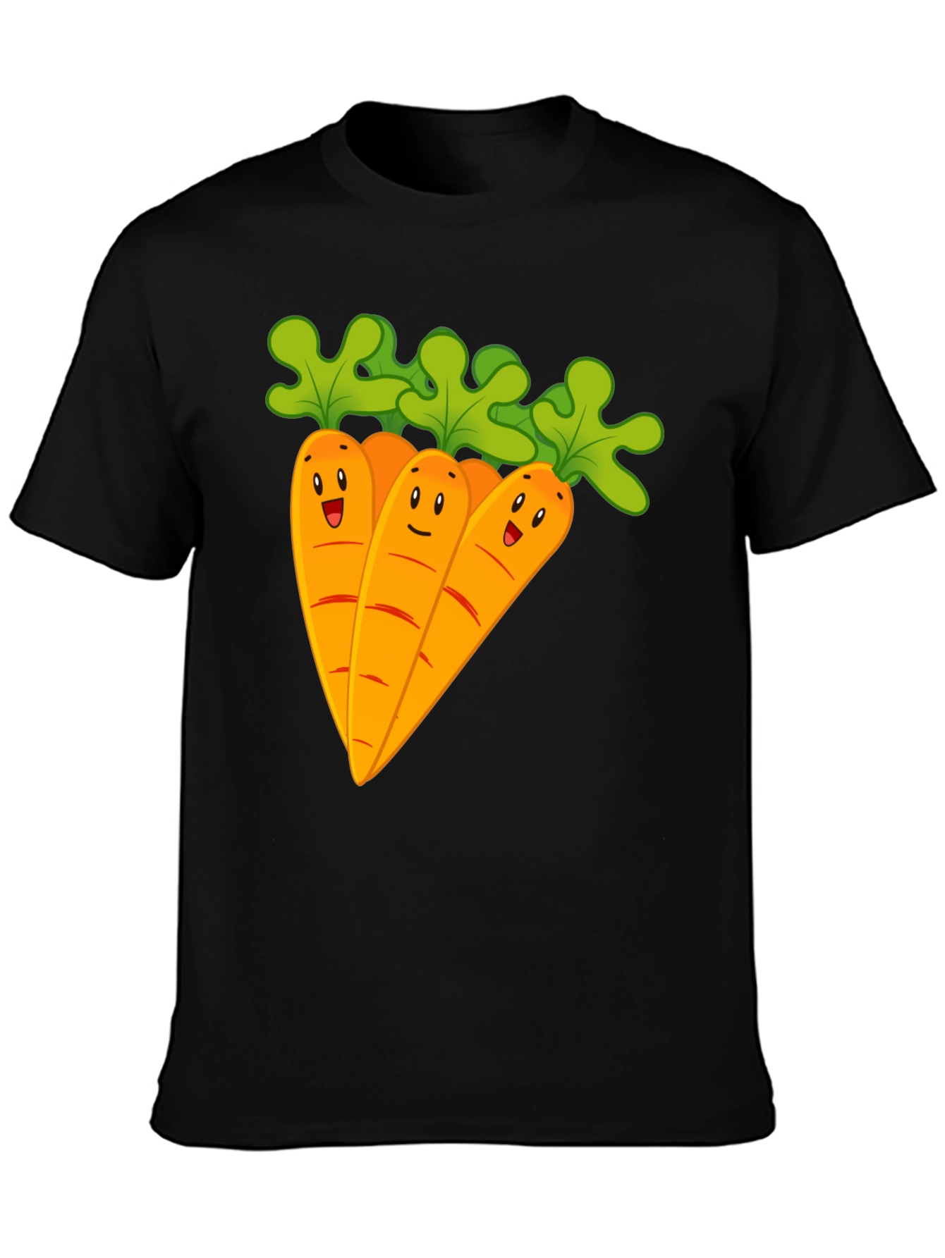 Cartoon Carrots Black T-Shirt