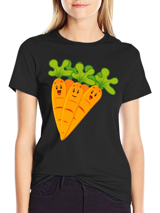 Cartoon Carrots Black T-Shirt