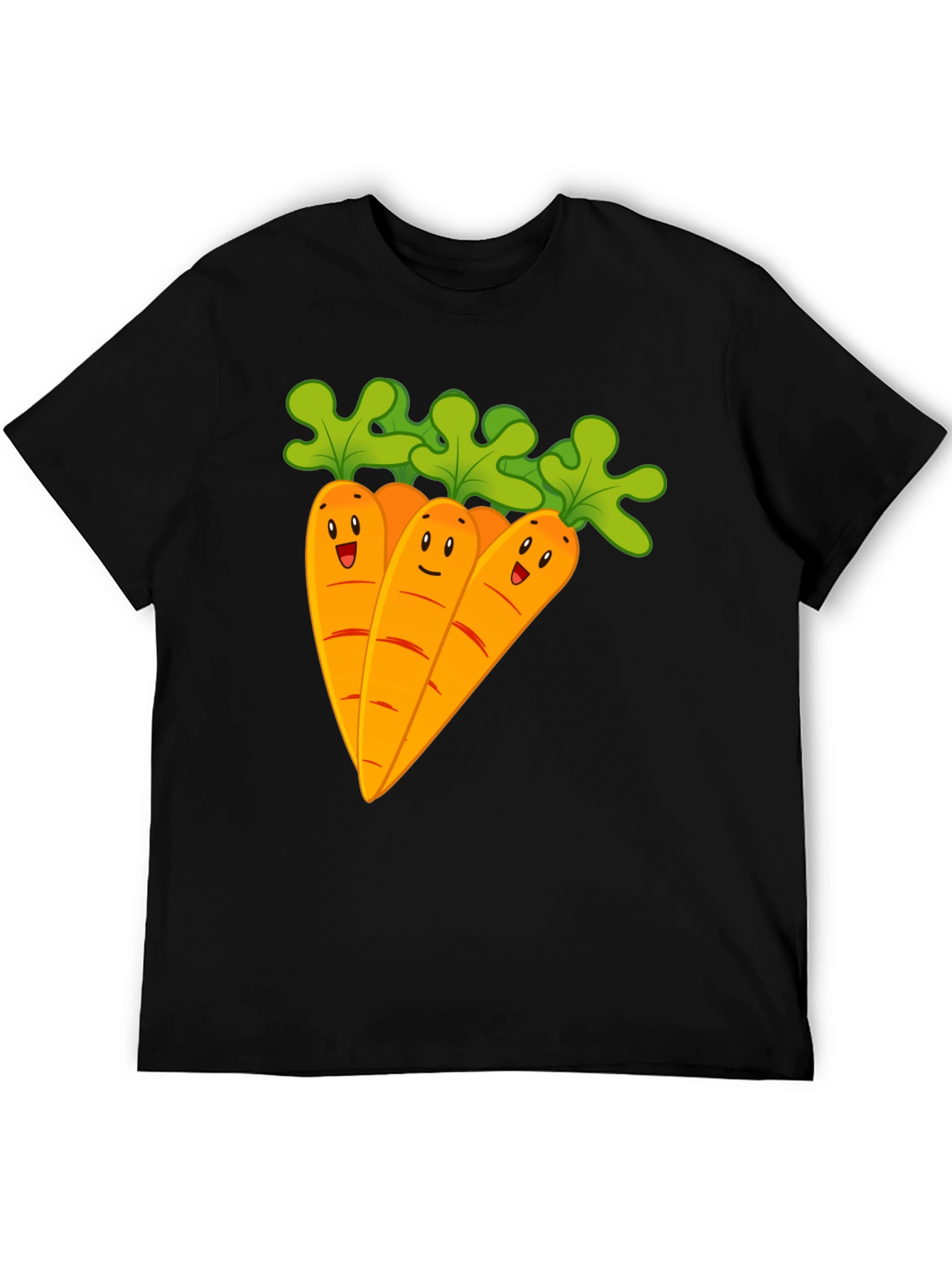 Cartoon Carrots Black T-Shirt