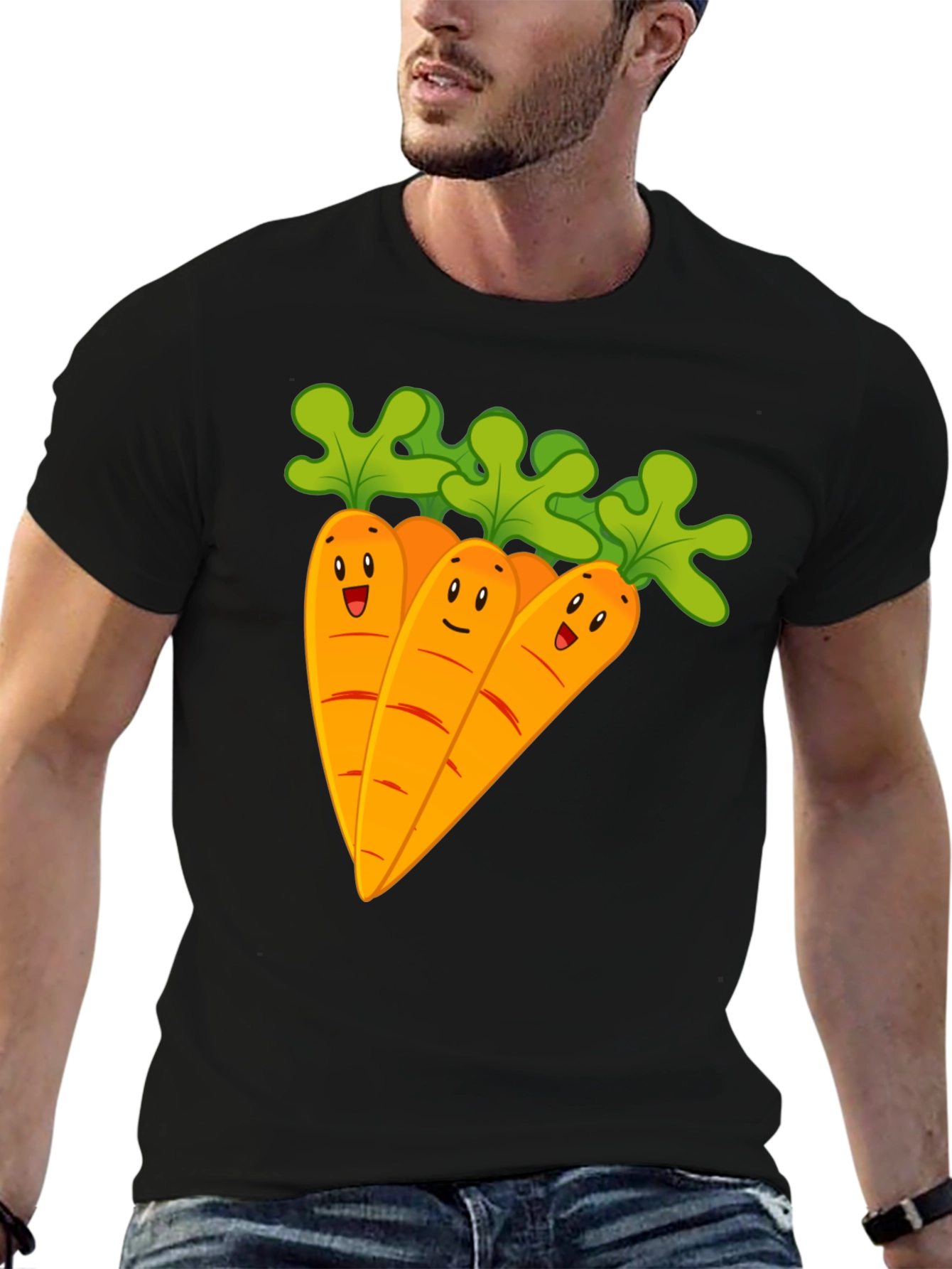 Cartoon Carrots Black T-Shirt