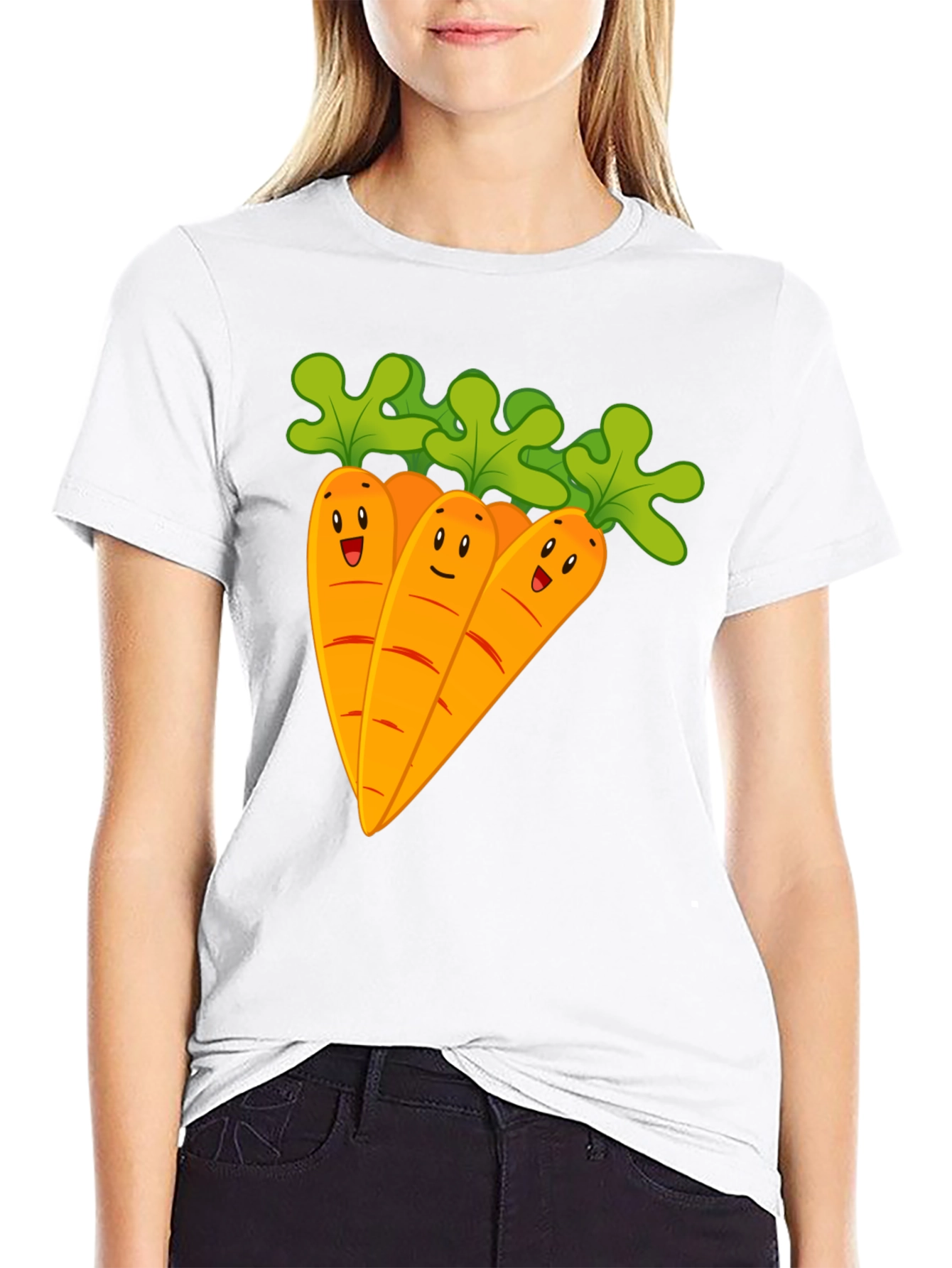 Cartoon Carrots Black T-Shirt