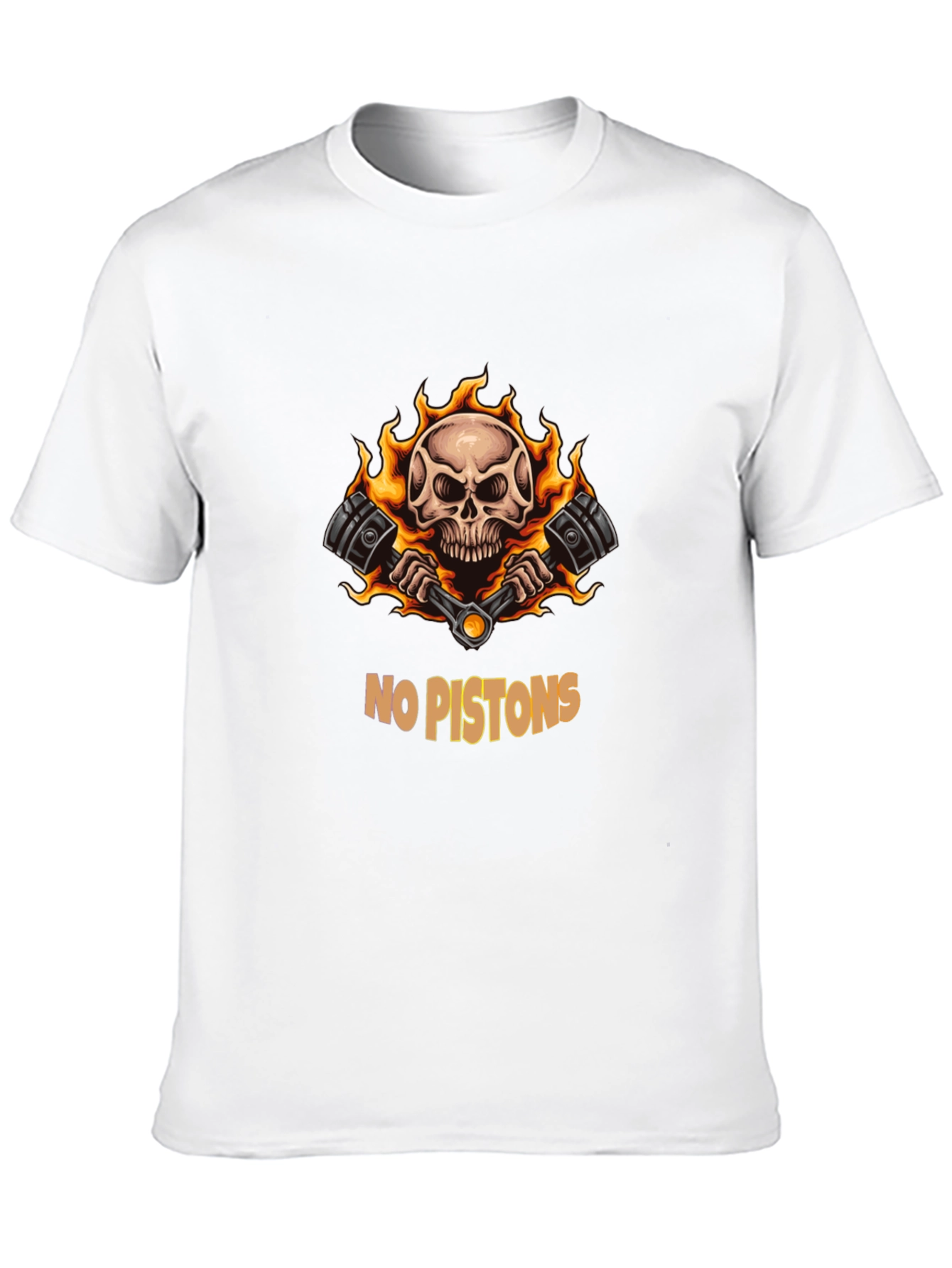 Skull & Pistons Graphic Tee - Black Cotton Blend