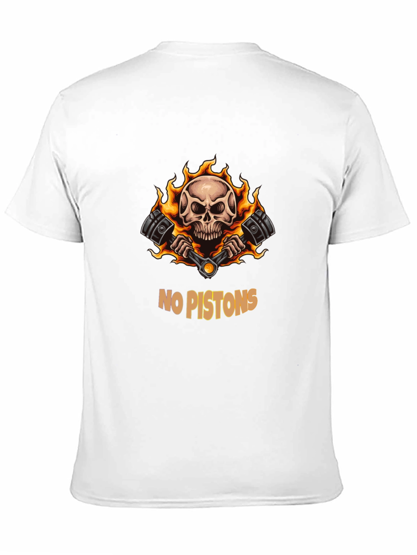 Skull & Pistons Graphic Tee - Black Cotton Blend