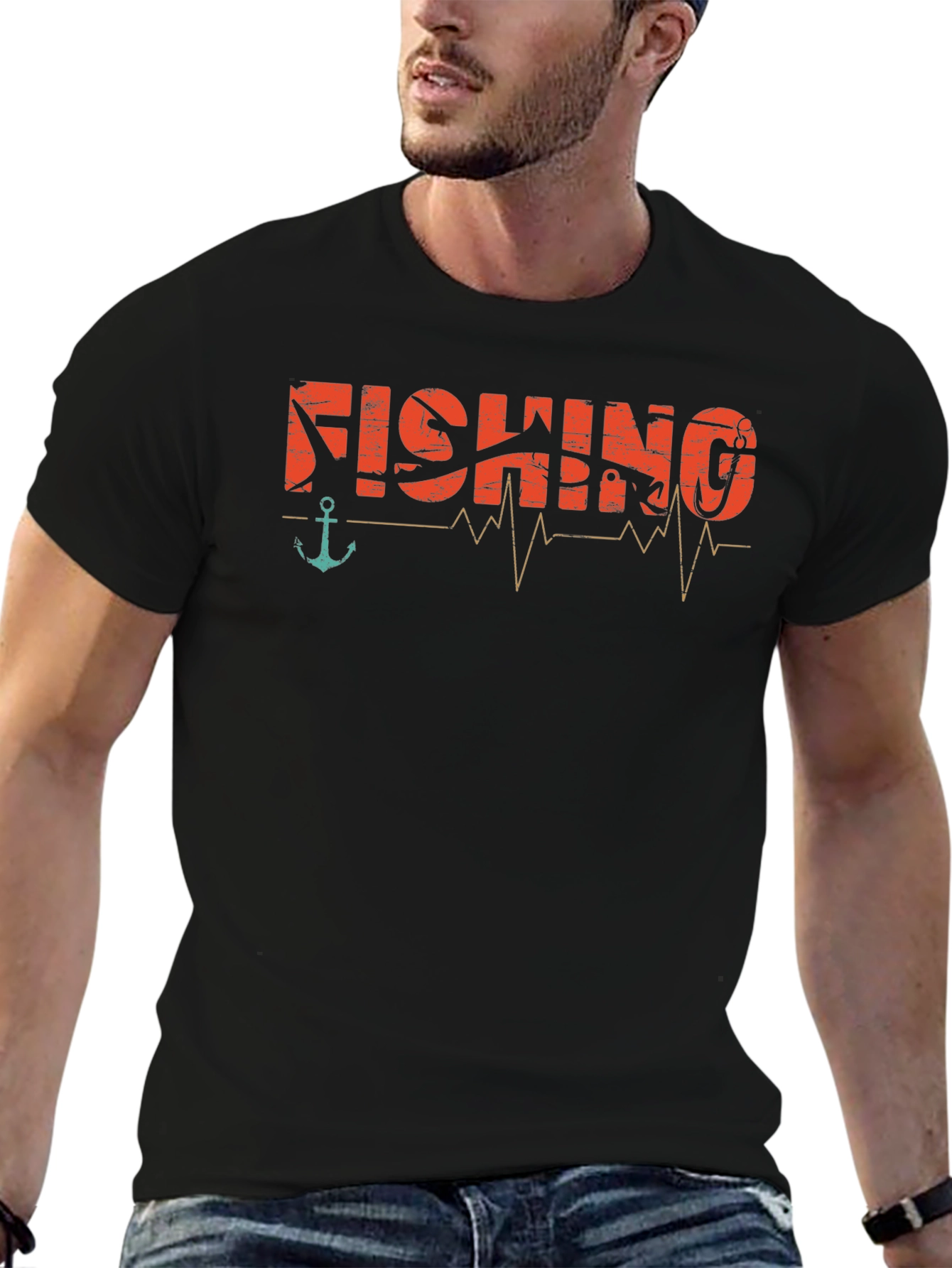 Fishing Heartbeat Graphic T-Shirt -  Angler Tee