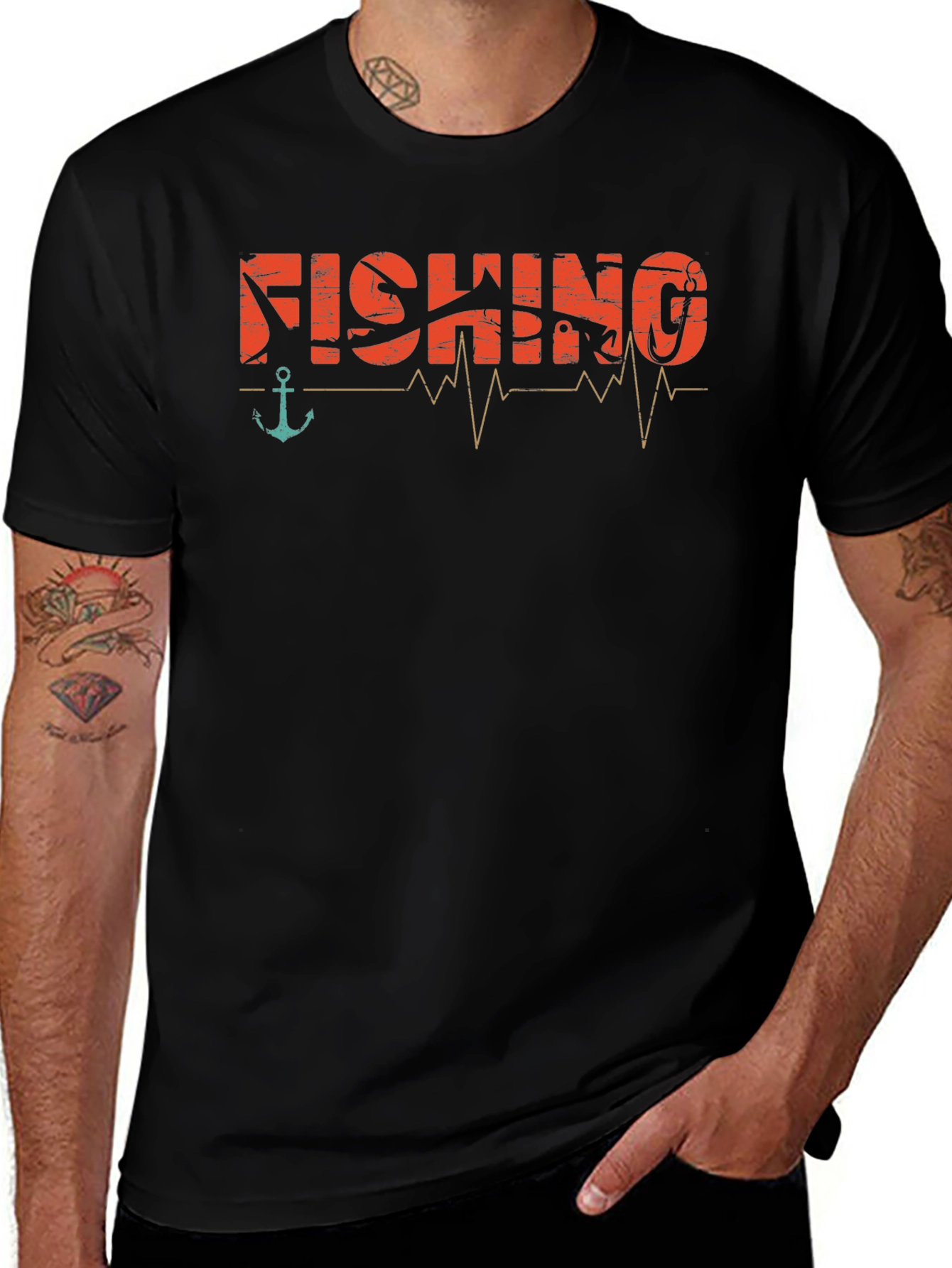 Fishing Heartbeat Graphic T-Shirt -  Angler Tee