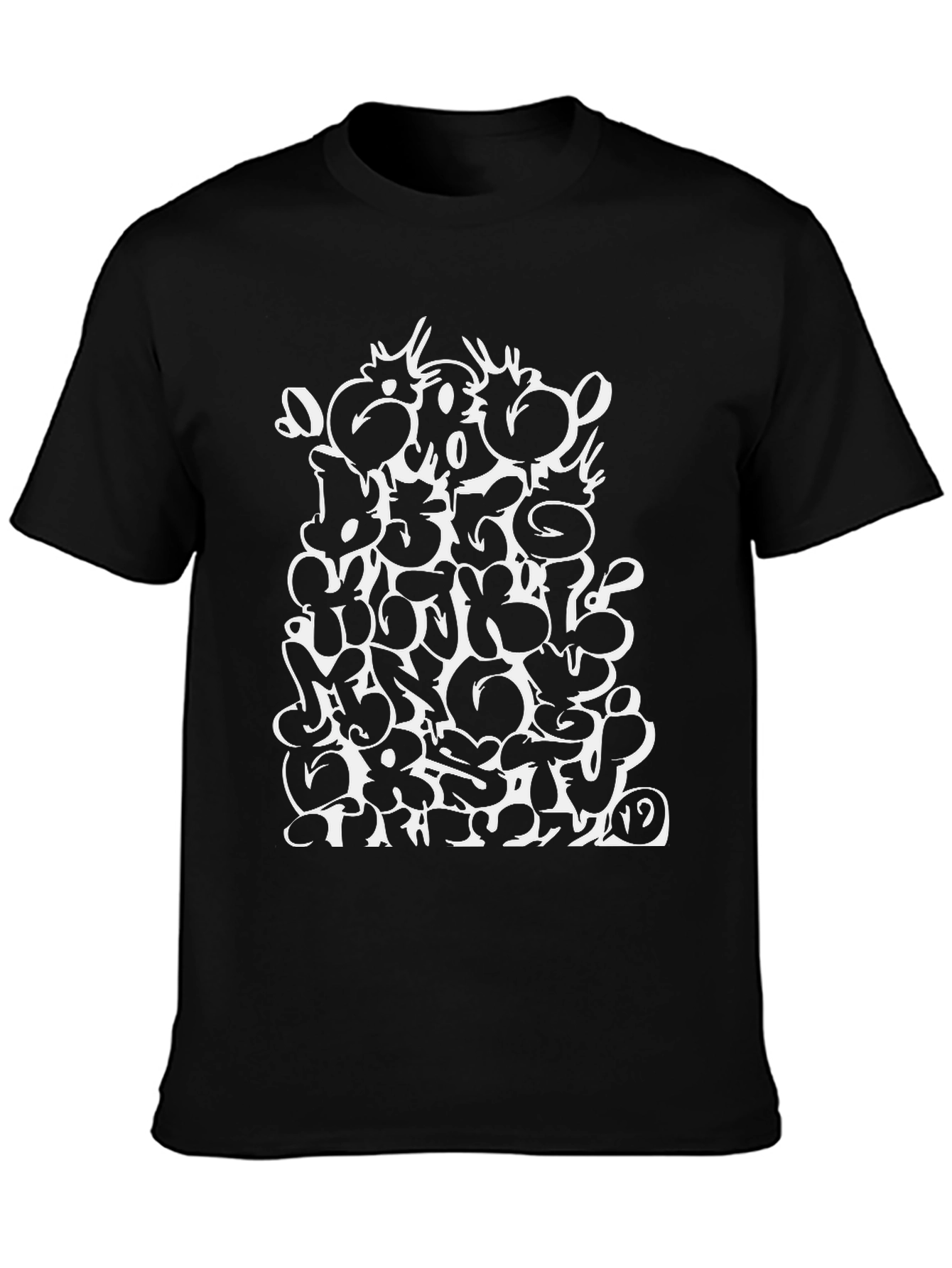 Abstract Graphic Print T-Shirt - Black
