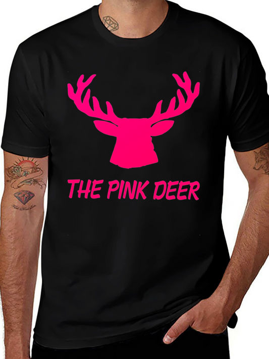 The Pink Deer Graphic Tee - Black Cotton Blend Shirt