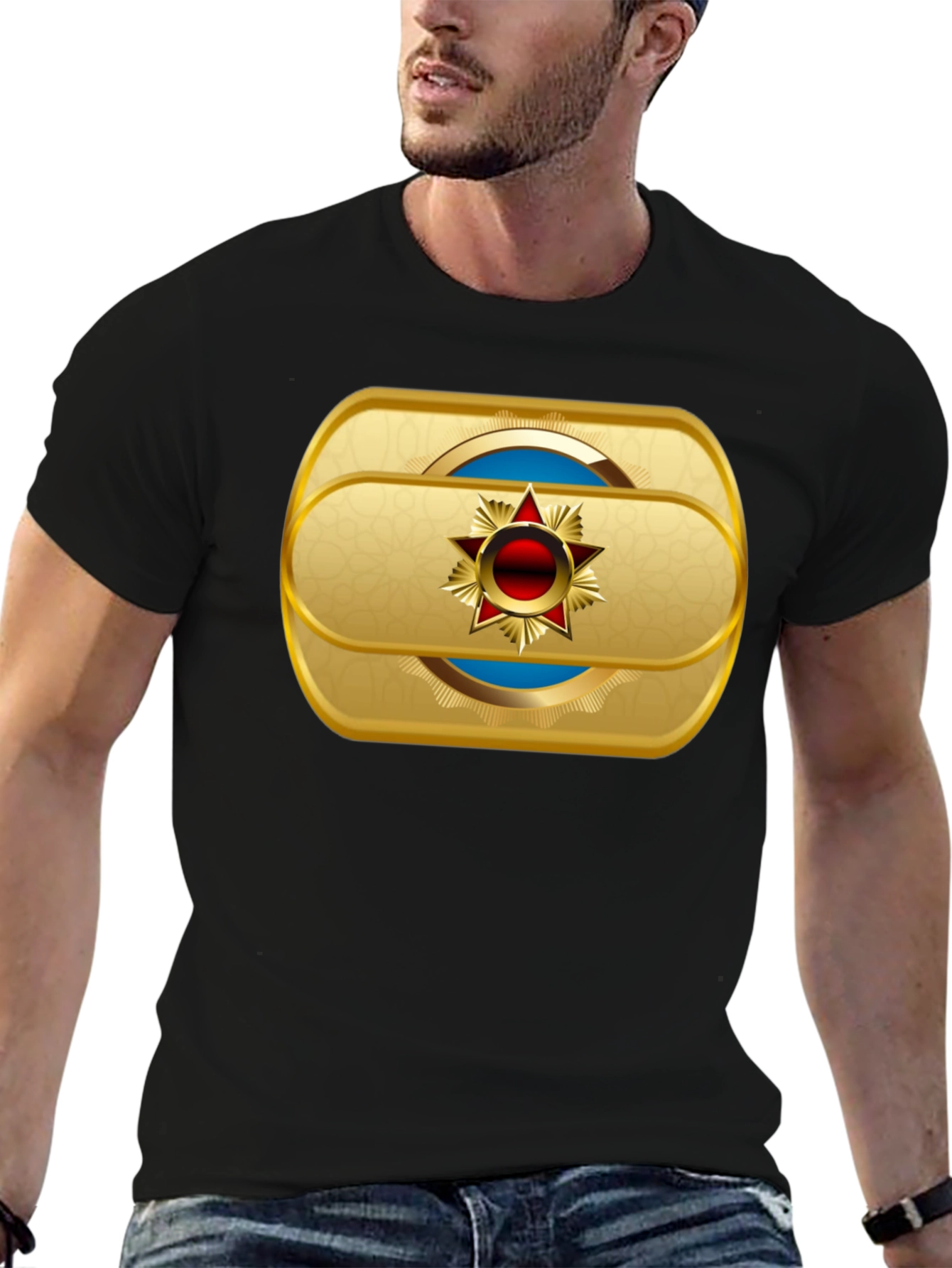 Gold Star Emblem Black T-Shirt