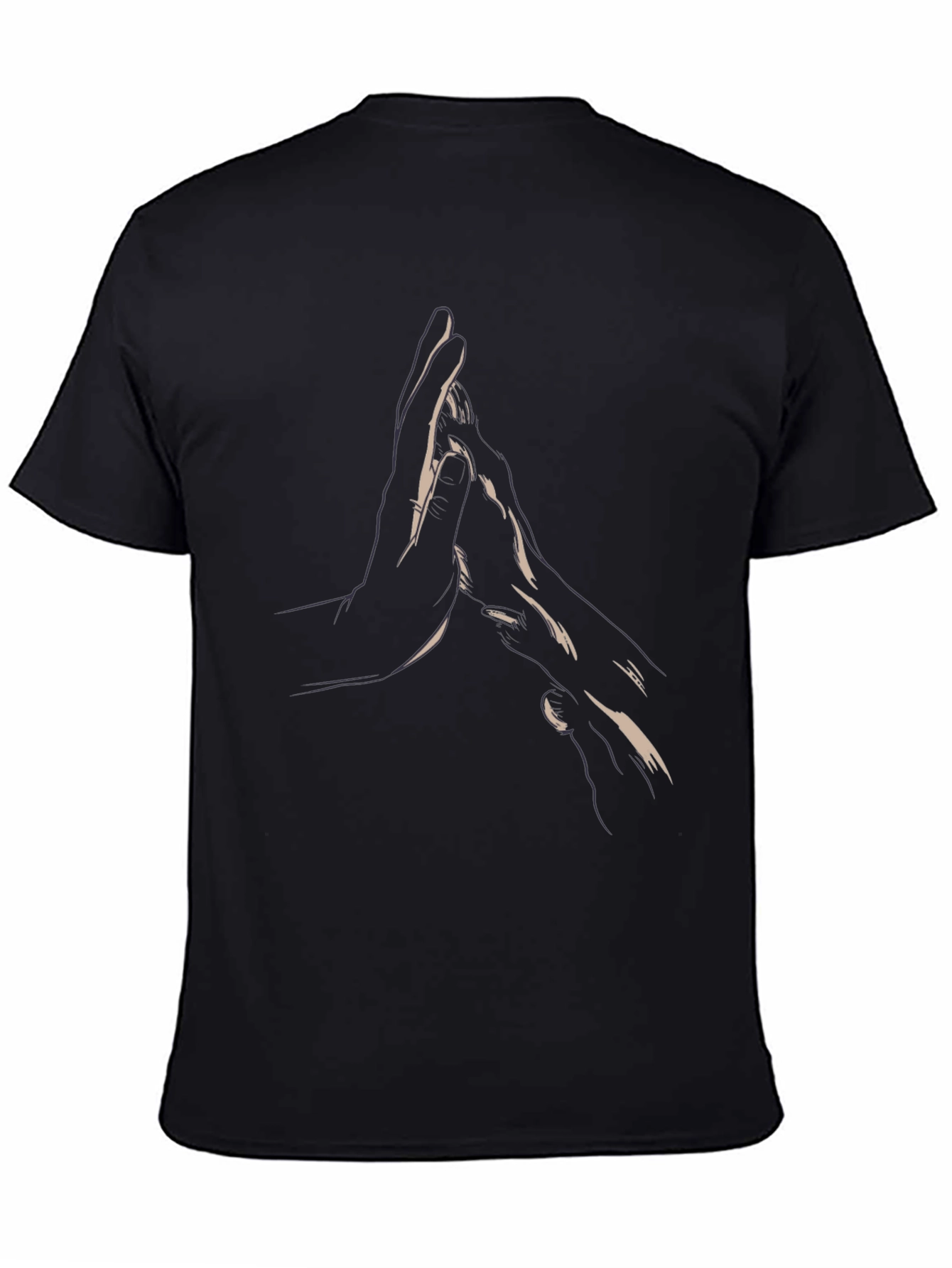 Hand Gesture Print Black T-Shirt