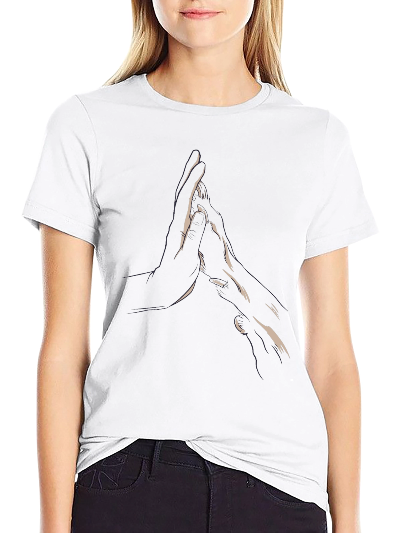 Hand Gesture Print Black T-Shirt