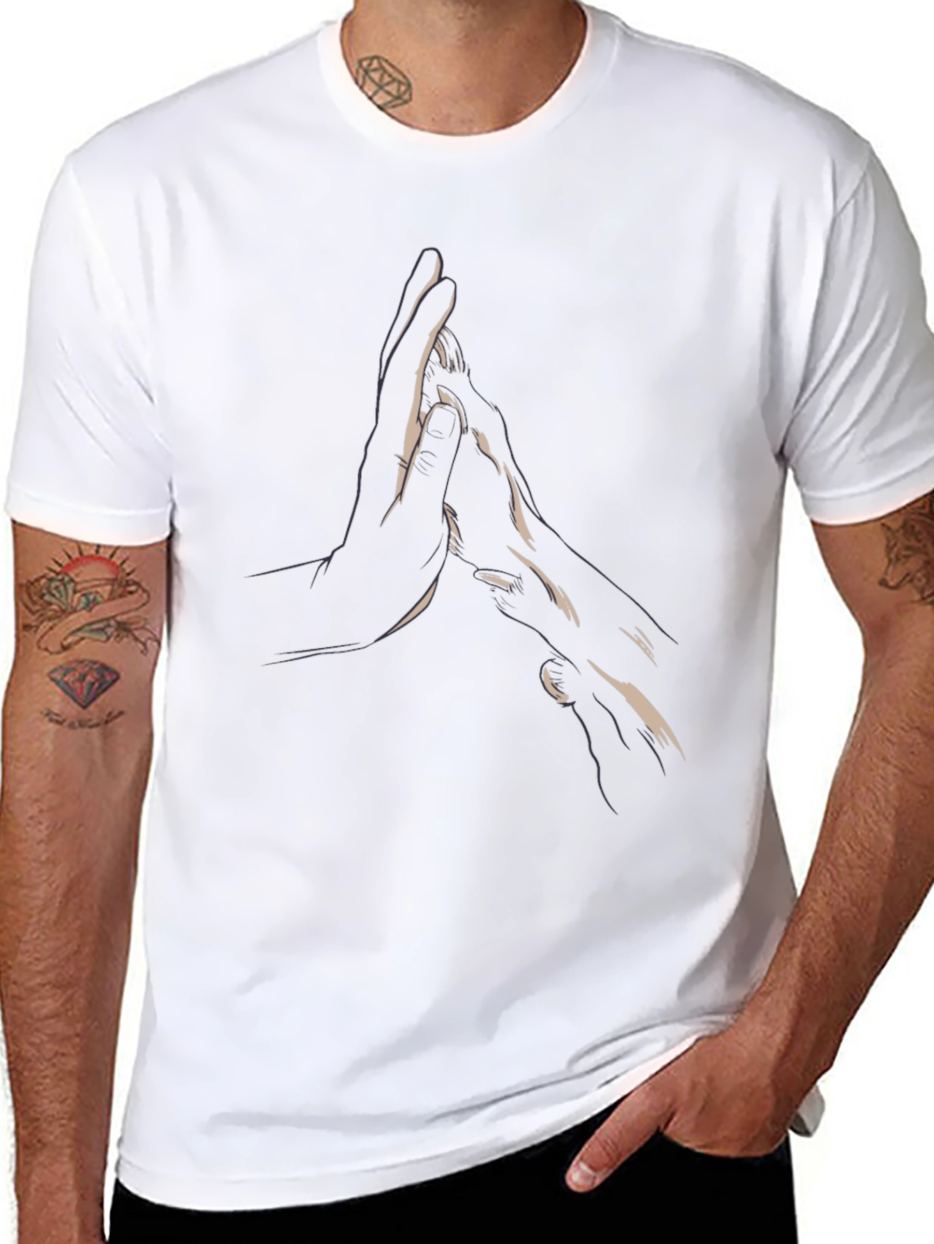 Hand Gesture Print Black T-Shirt