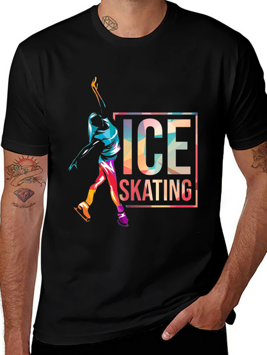 Ice Skating Graphic Tee - Sporty Mens T-Shirt