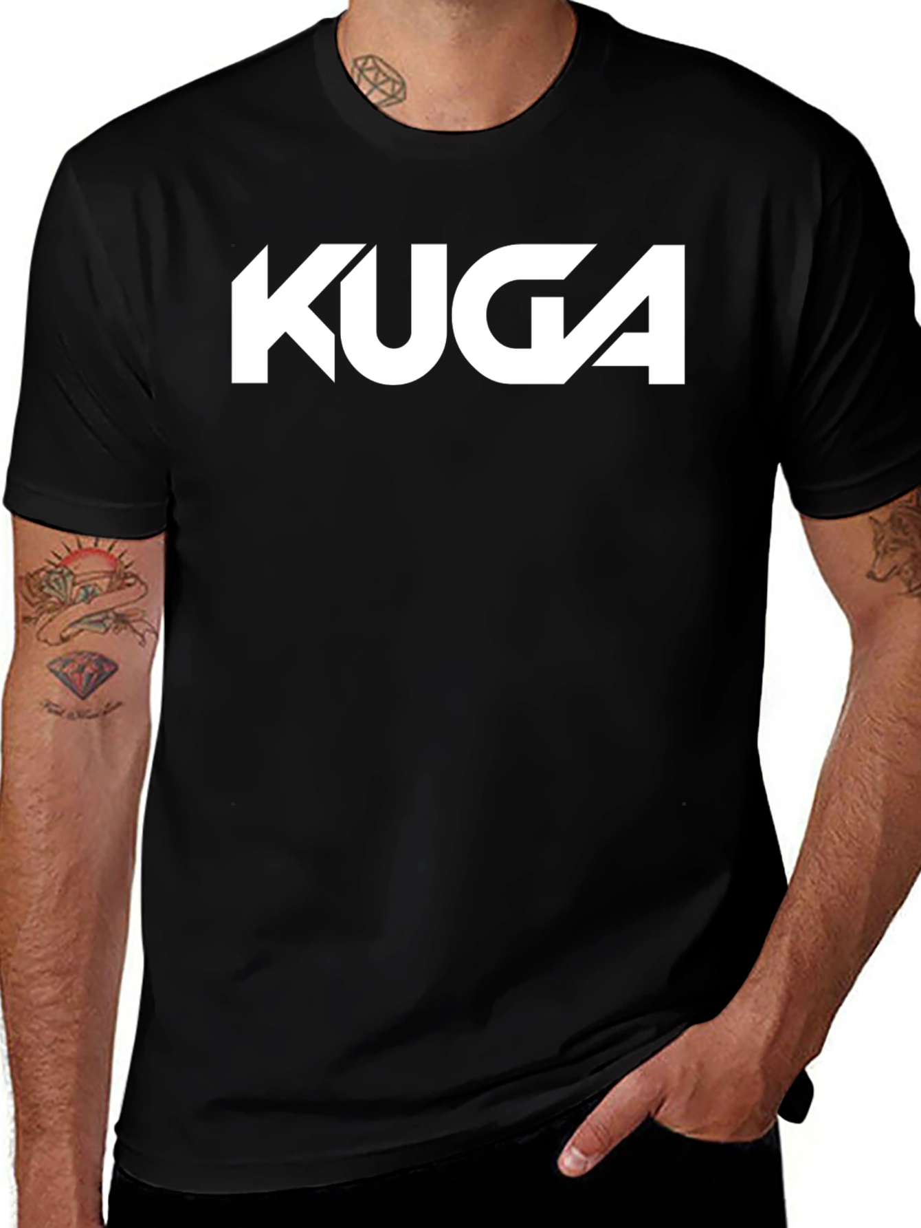 Kuga Graphic Tee - Black Cotton Blend T-Shirt