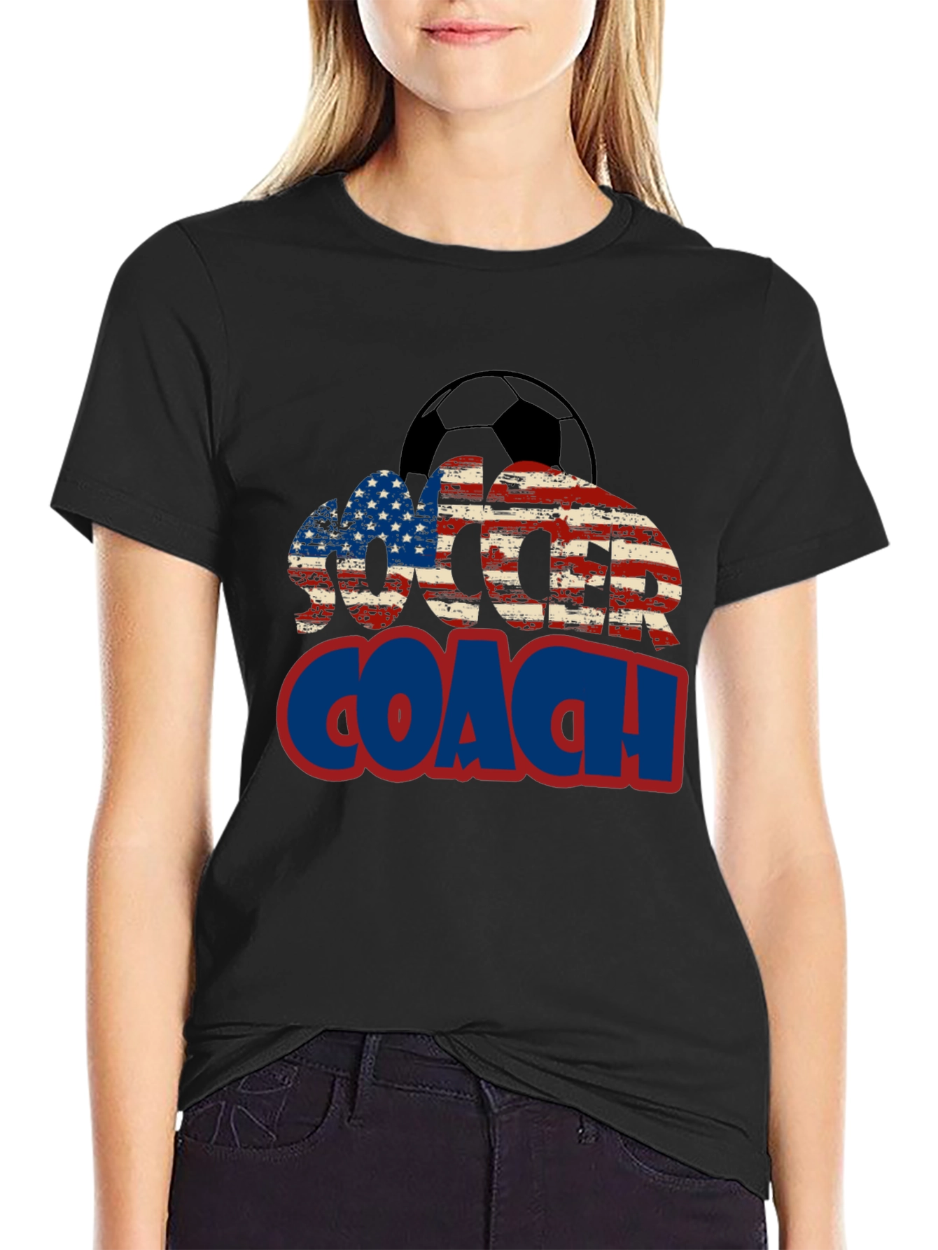 Soccer Coach USA Flag Graphic T-Shirt