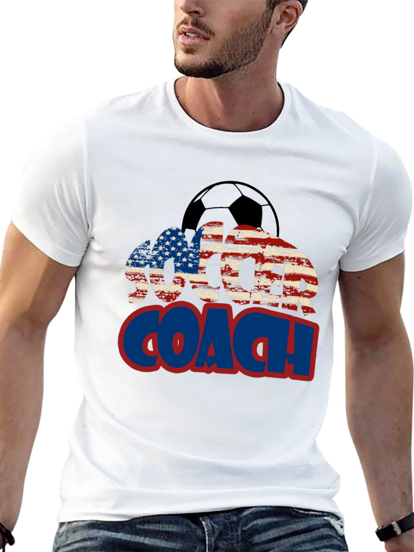 Soccer Coach USA Flag Graphic T-Shirt