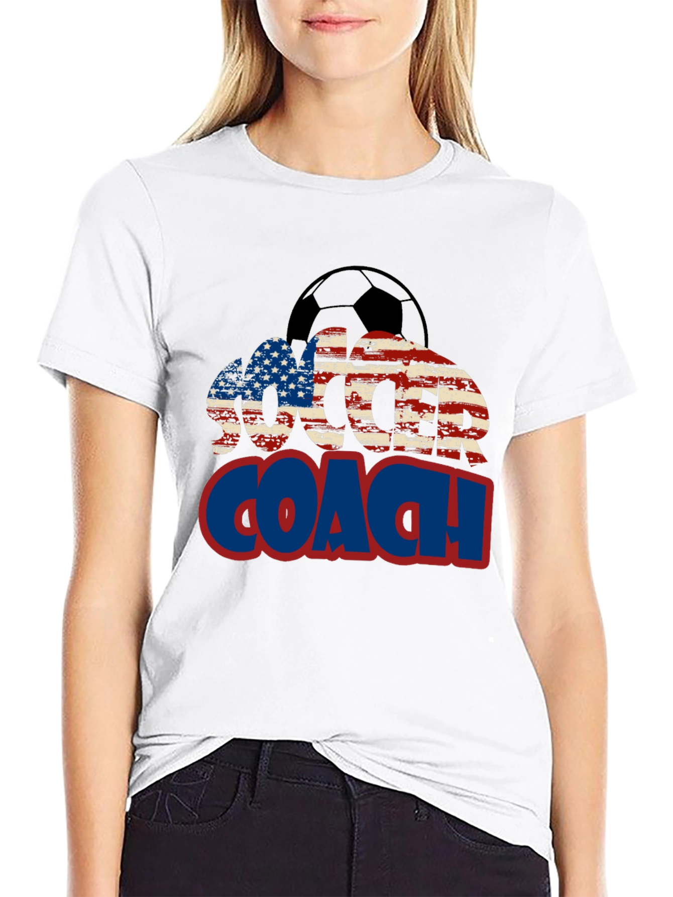Soccer Coach USA Flag Graphic T-Shirt