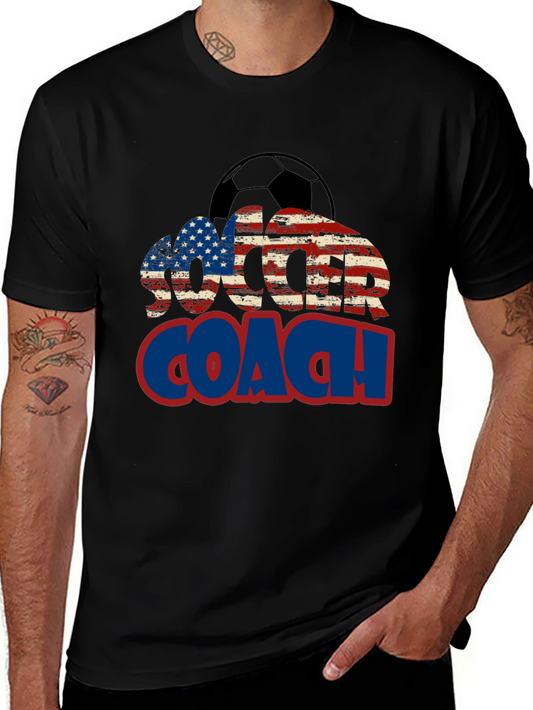 Soccer Coach USA Flag Graphic T-Shirt