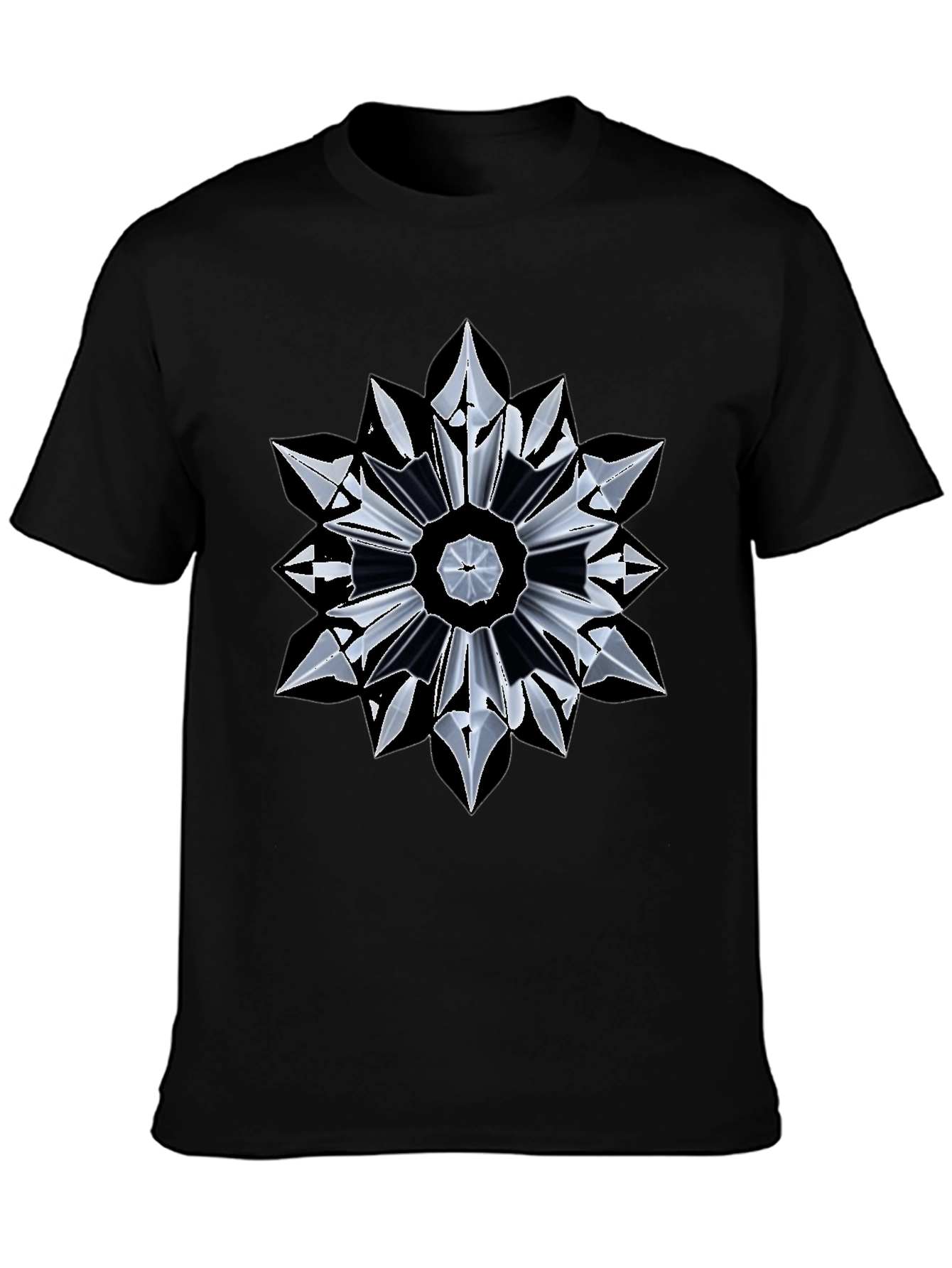 Abstract Geometric Mandala Black T-Shirt