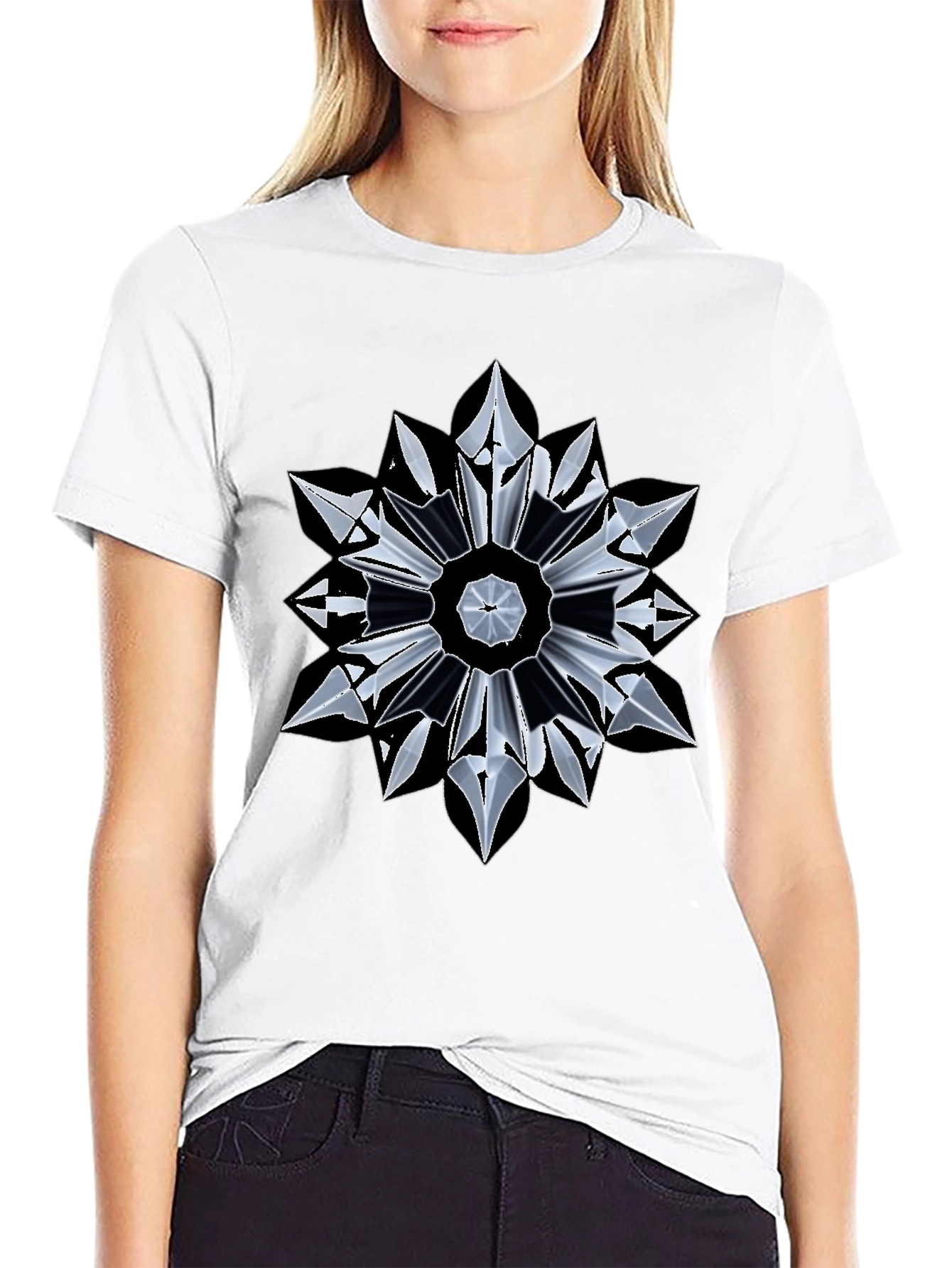 Abstract Geometric Mandala Black T-Shirt